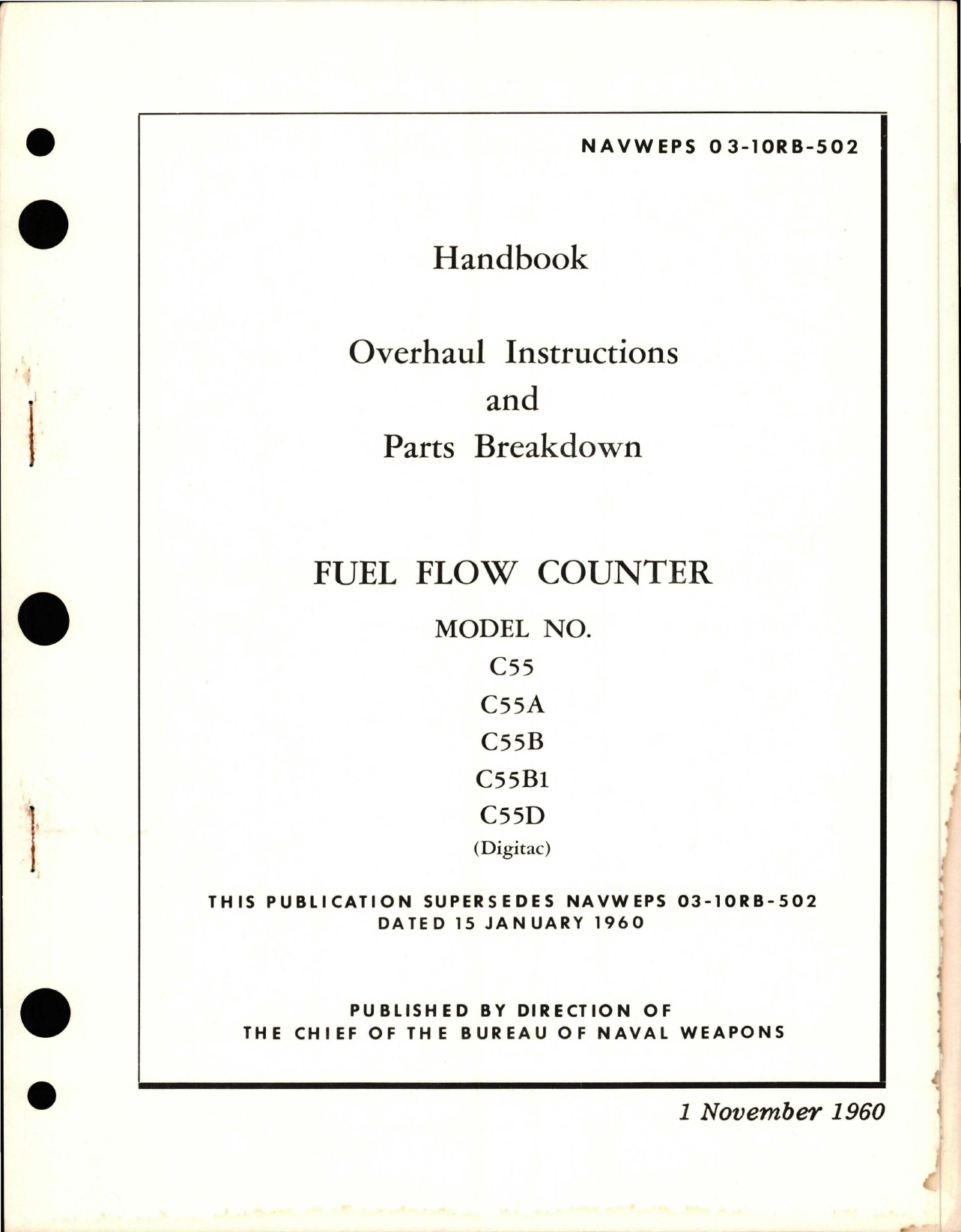 Sample page 1 from AirCorps Library document: Overhaul Instructions with Parts Breakdown for Fuel Flow Counter