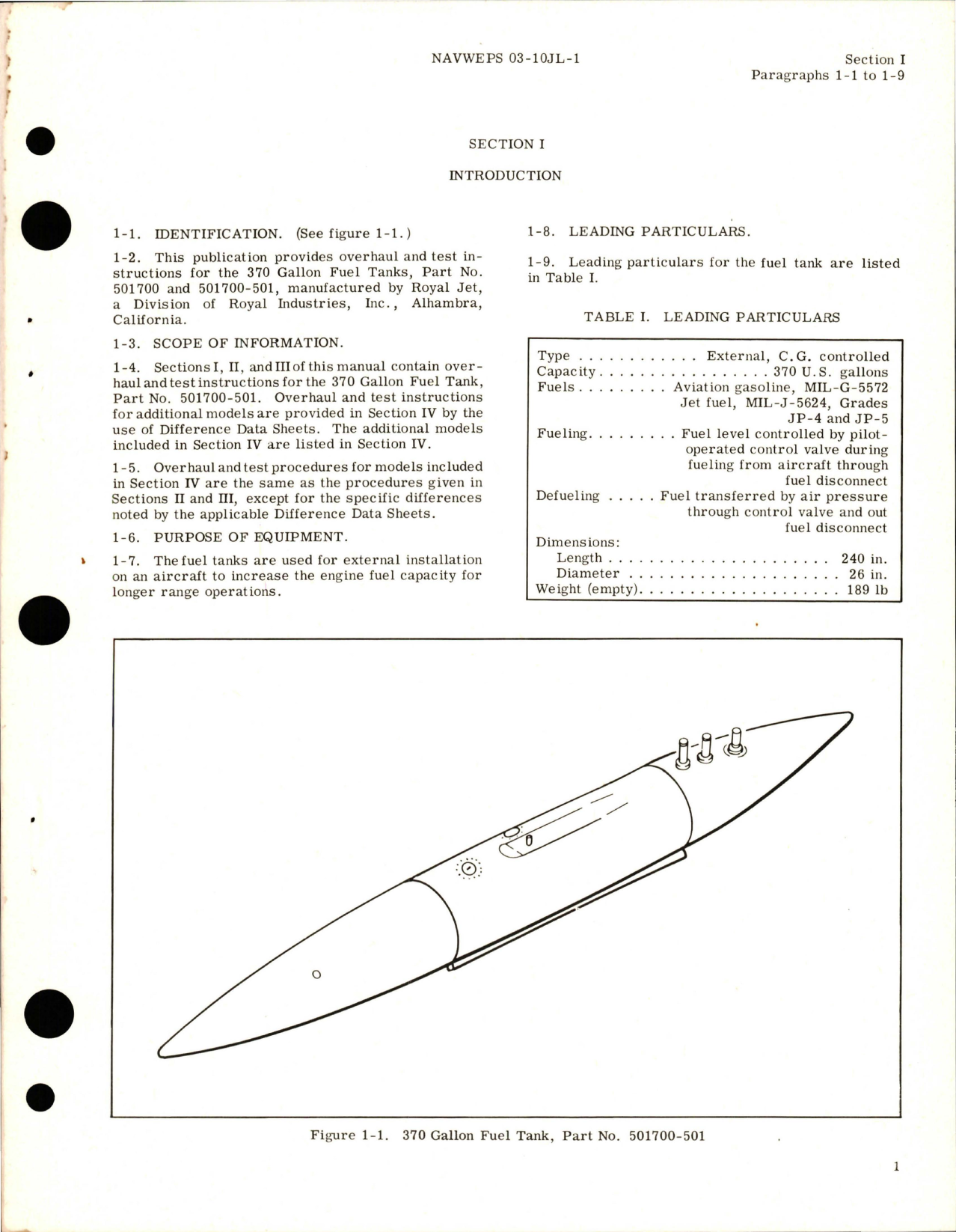 Sample page 5 from AirCorps Library document: Overhaul Instructions for 370 Gallon Fuel Tanks - Parts 501700, 501700-501