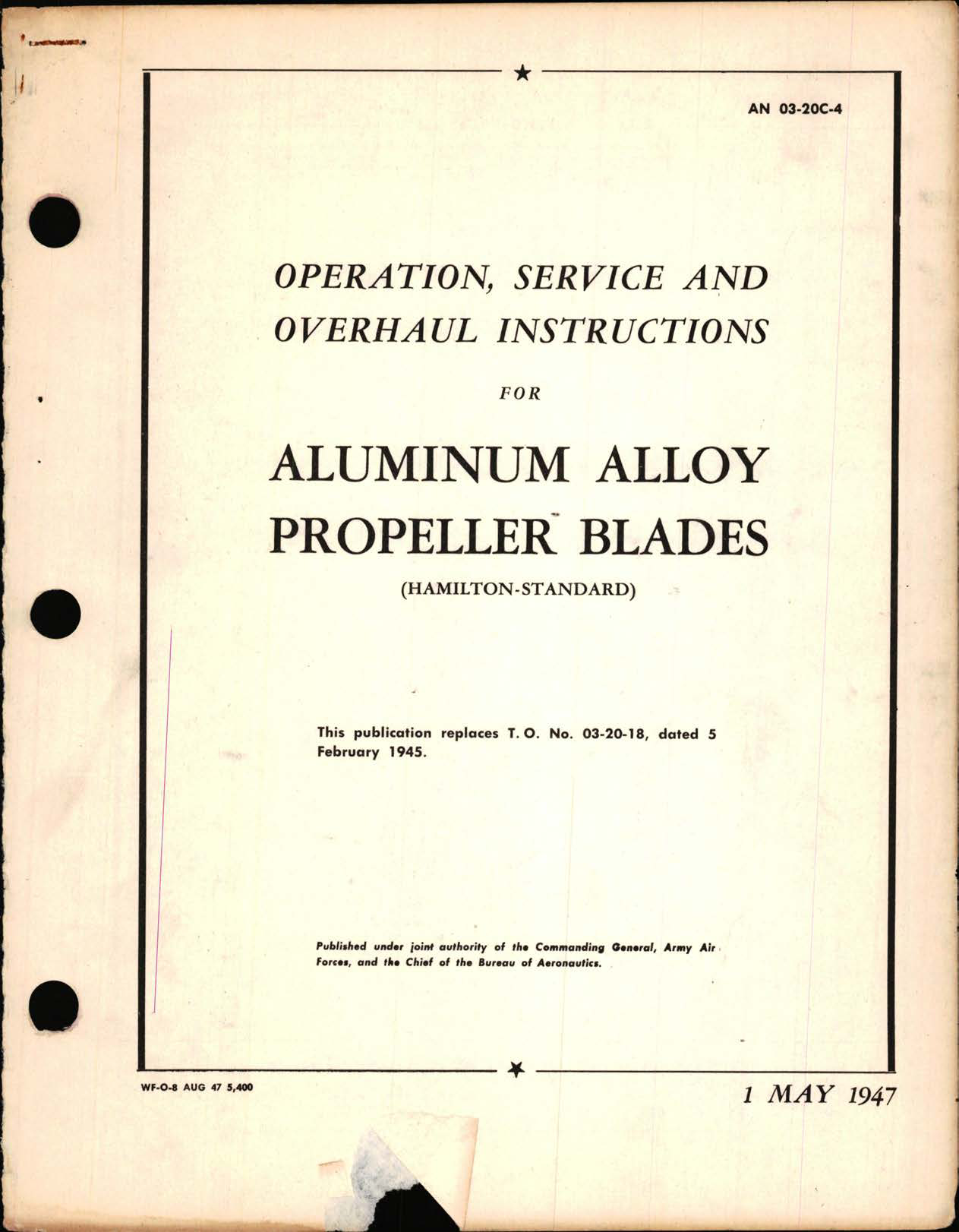 Sample page 1 from AirCorps Library document: Operation, Service, & Overhaul Instructions for Aluminum Alloy Propeller Blades