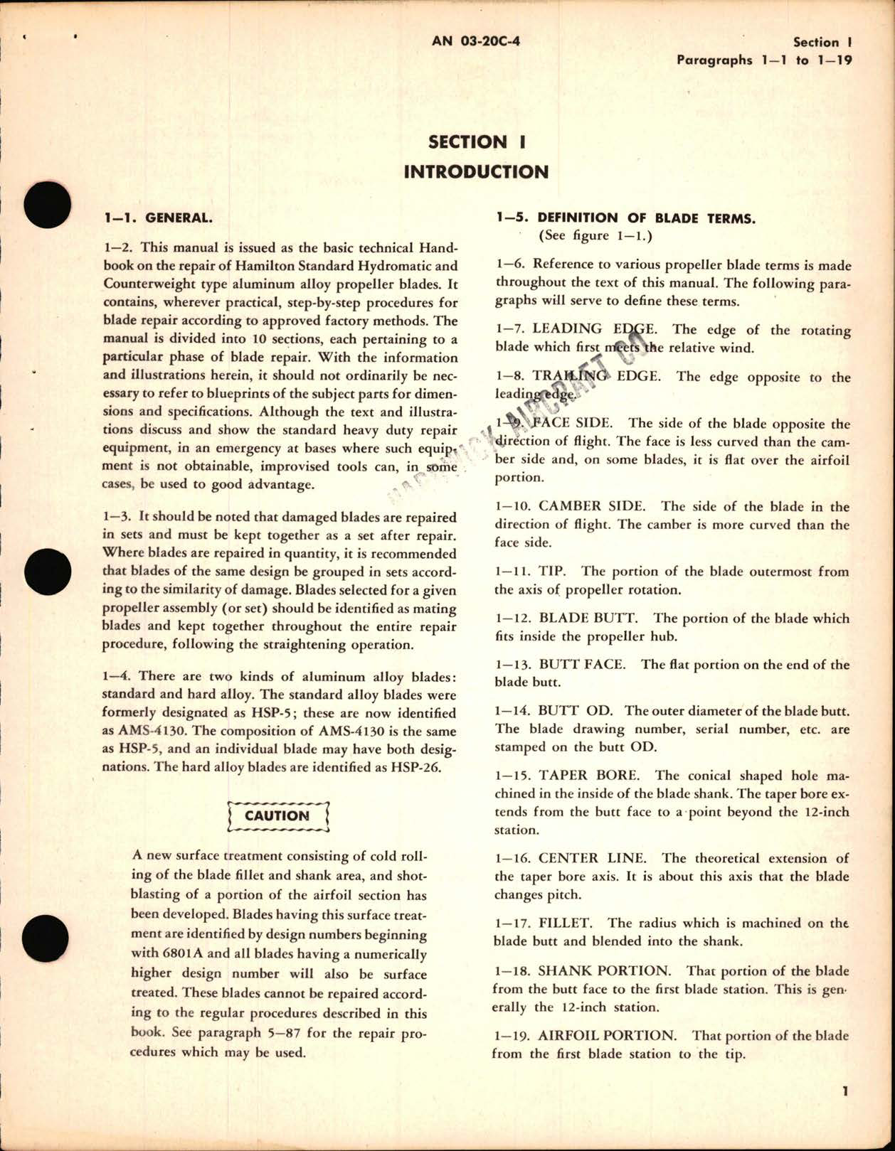 Sample page 5 from AirCorps Library document: Operation, Service, & Overhaul Instructions for Aluminum Alloy Propeller Blades