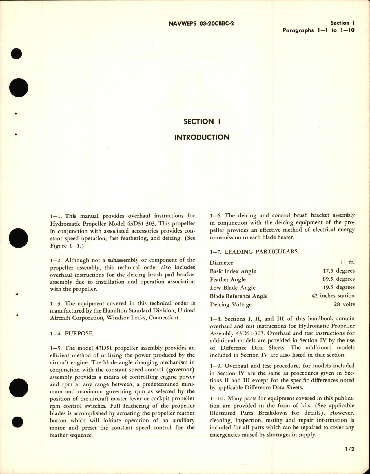 Sample page 5 from AirCorps Library document: Overhaul Instructions for Variable Pitch Aircraft Propeller Models 43D51-303, 43D51-329, 43D51-341, 43D51-343, 43D51-355