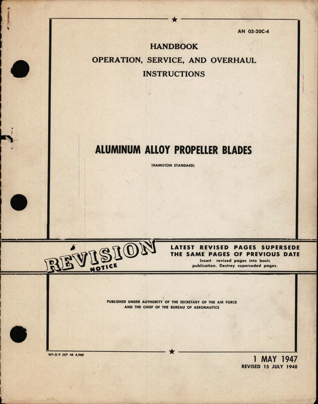 Sample page 1 from AirCorps Library document: Operation, Service, & Overhaul Instructions for Aluminum Alloy Propeller Blades