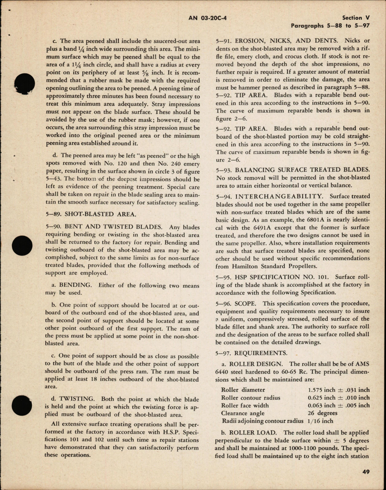 Sample page 5 from AirCorps Library document: Operation, Service, & Overhaul Instructions for Aluminum Alloy Propeller Blades