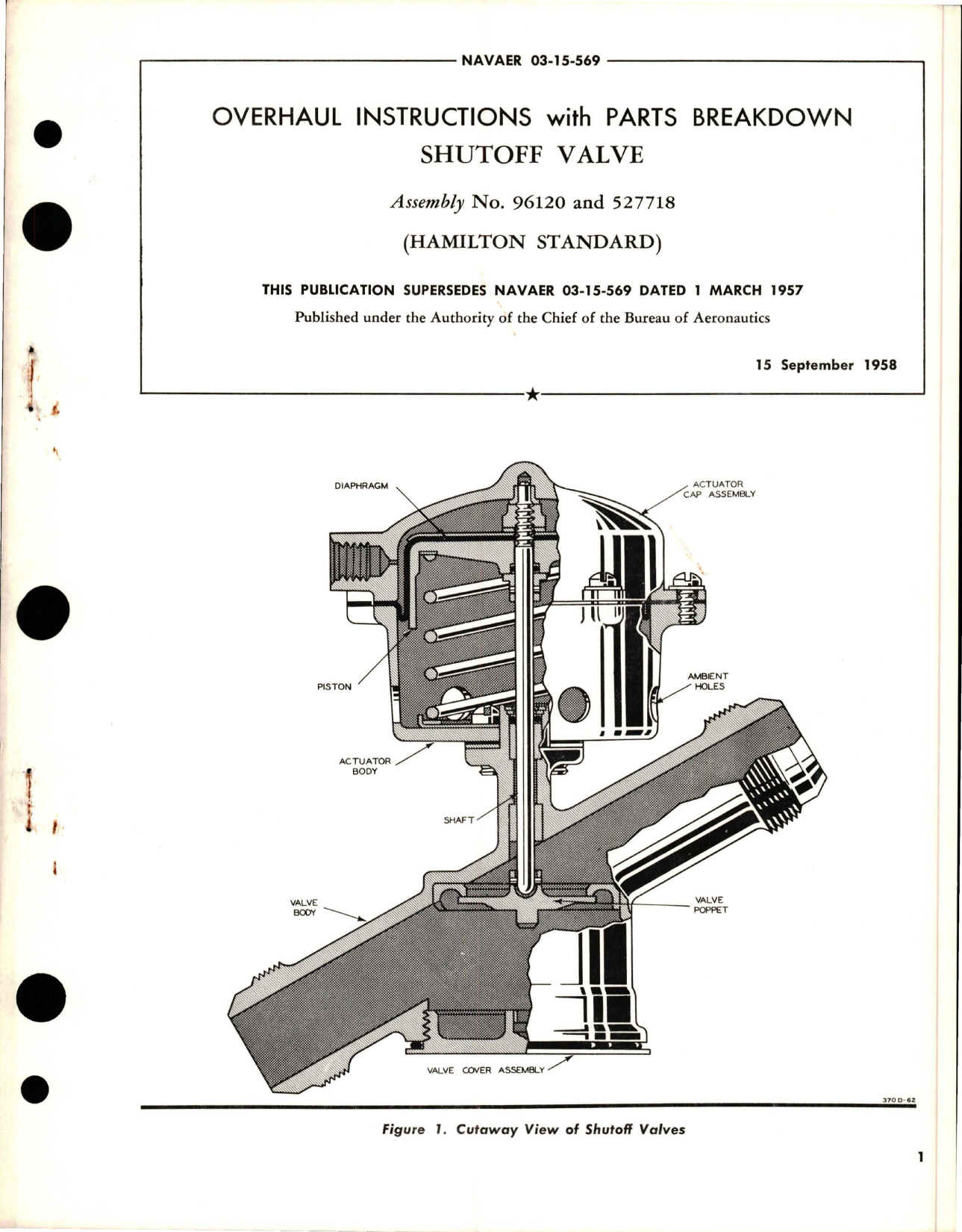 Sample page 1 from AirCorps Library document: Overhaul Instructions with Parts Breakdown for Shutoff Valve - Assembly 96120 and 527718