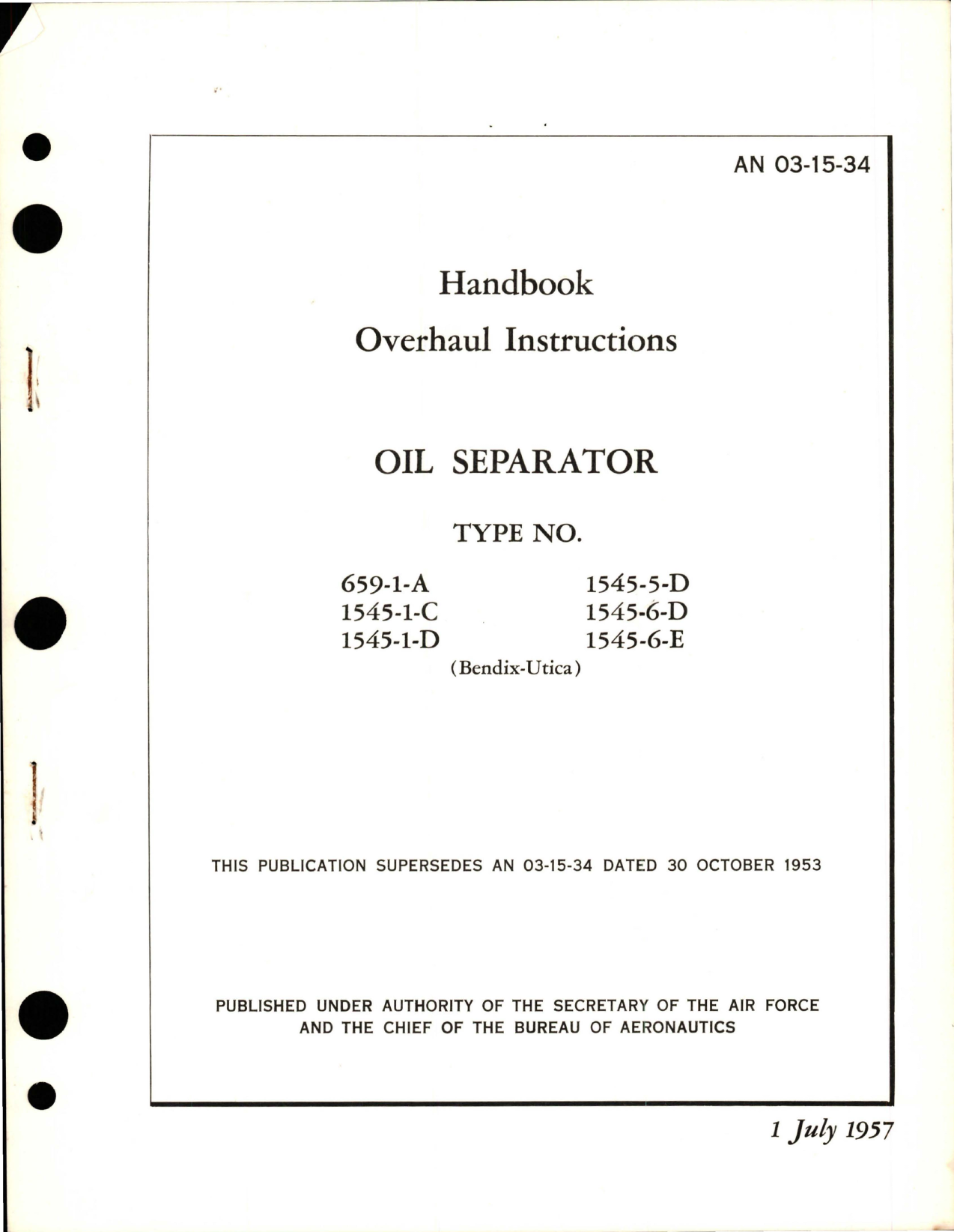Sample page 1 from AirCorps Library document: Overhaul Instructions for Oil Separator