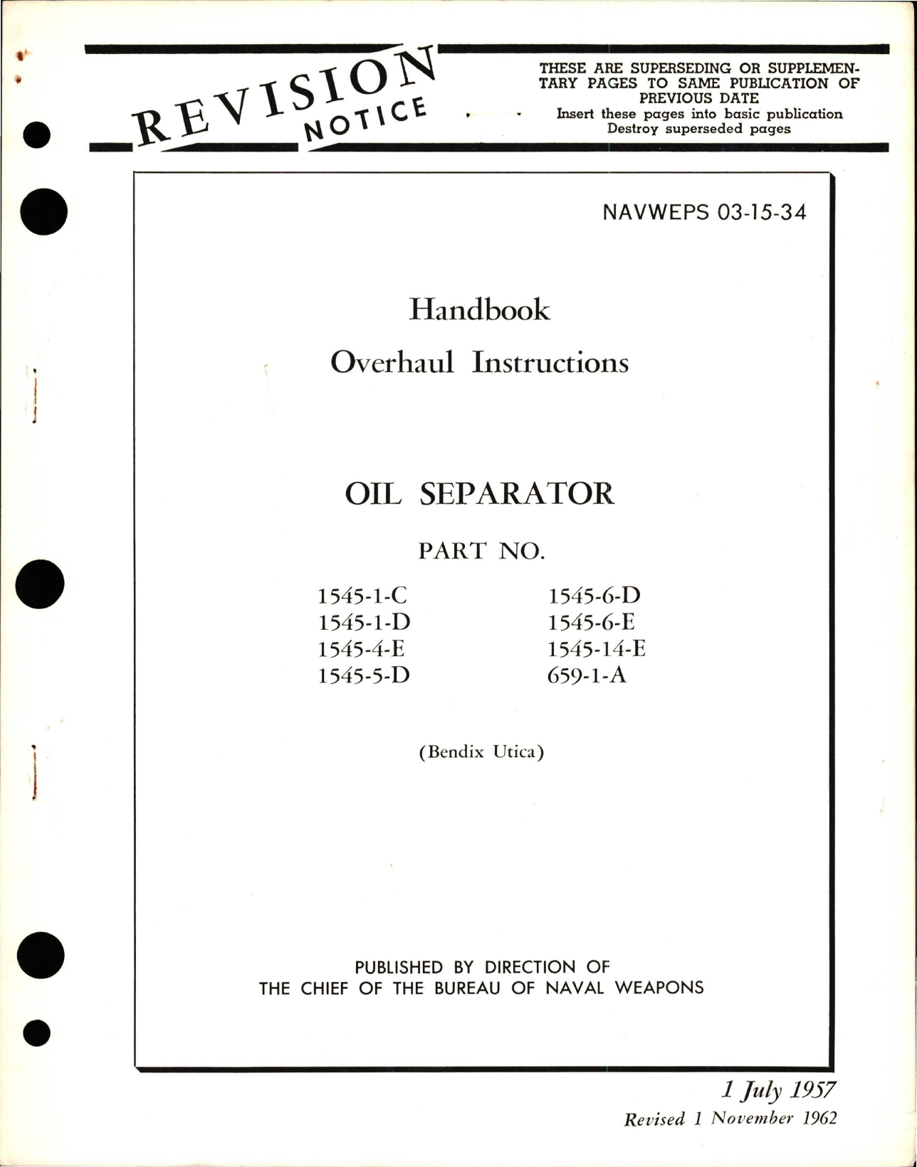 Sample page 1 from AirCorps Library document: Overhaul Instructions for Oil Separator