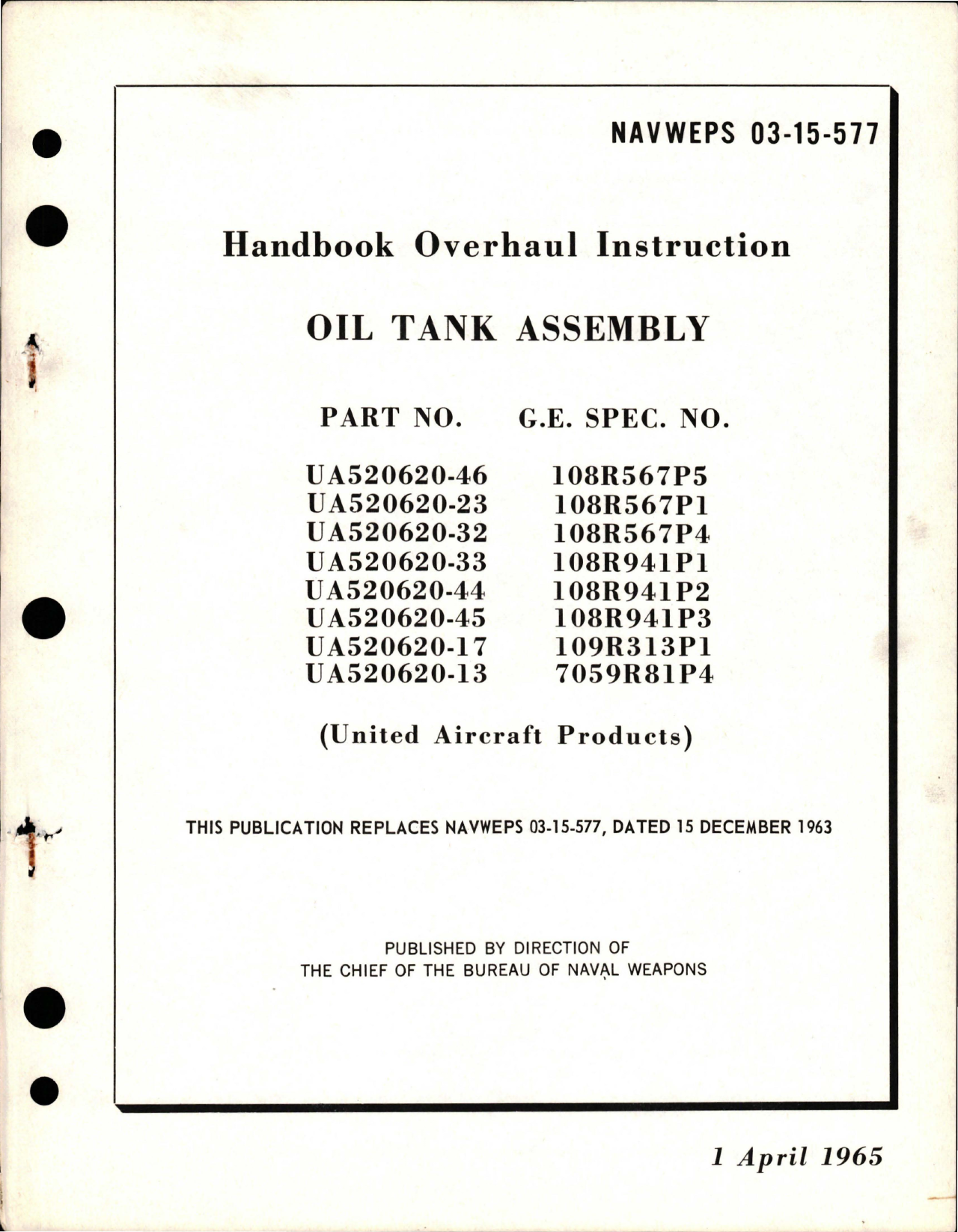 Sample page 1 from AirCorps Library document: Overhaul Instructions for Oil Tank Assembly