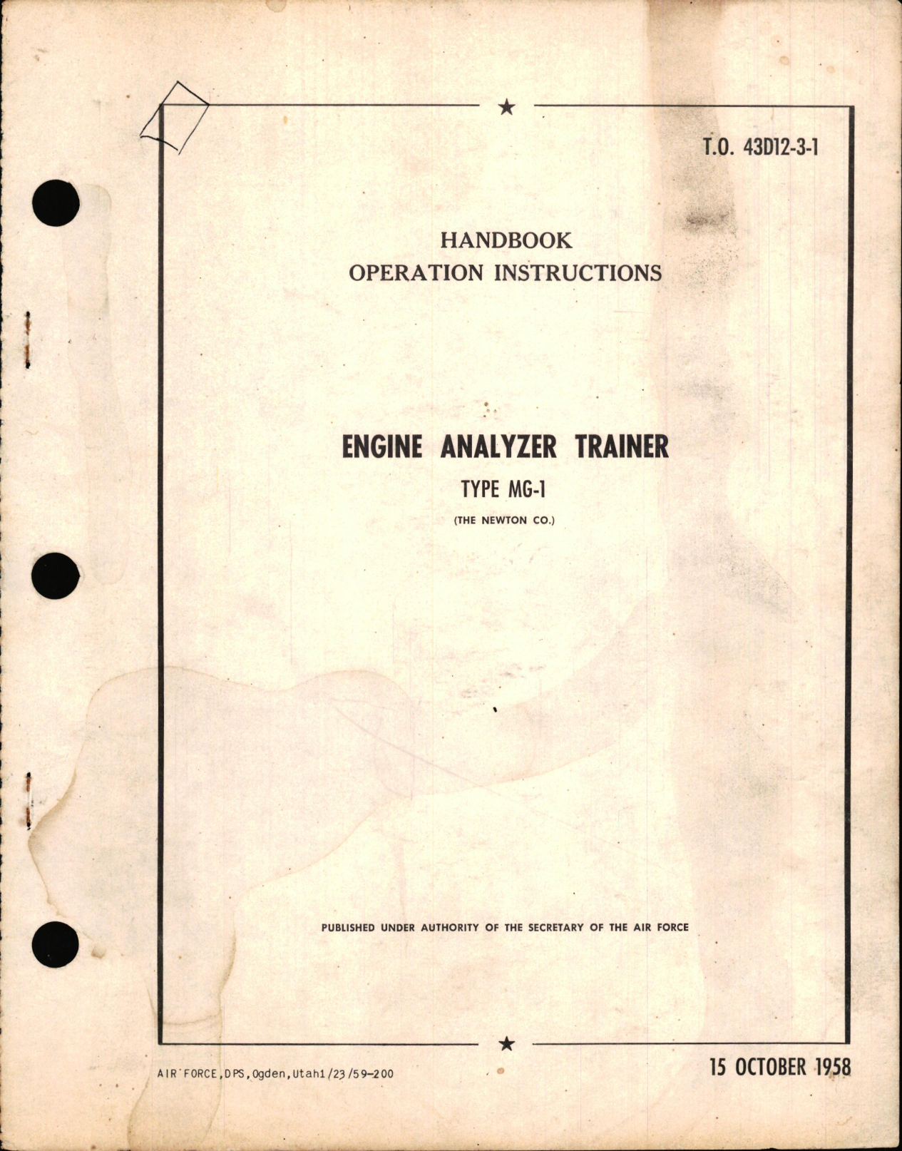 Sample page 1 from AirCorps Library document: Overhaul Instructions for Engine Analyzer Trainer Type MG-1