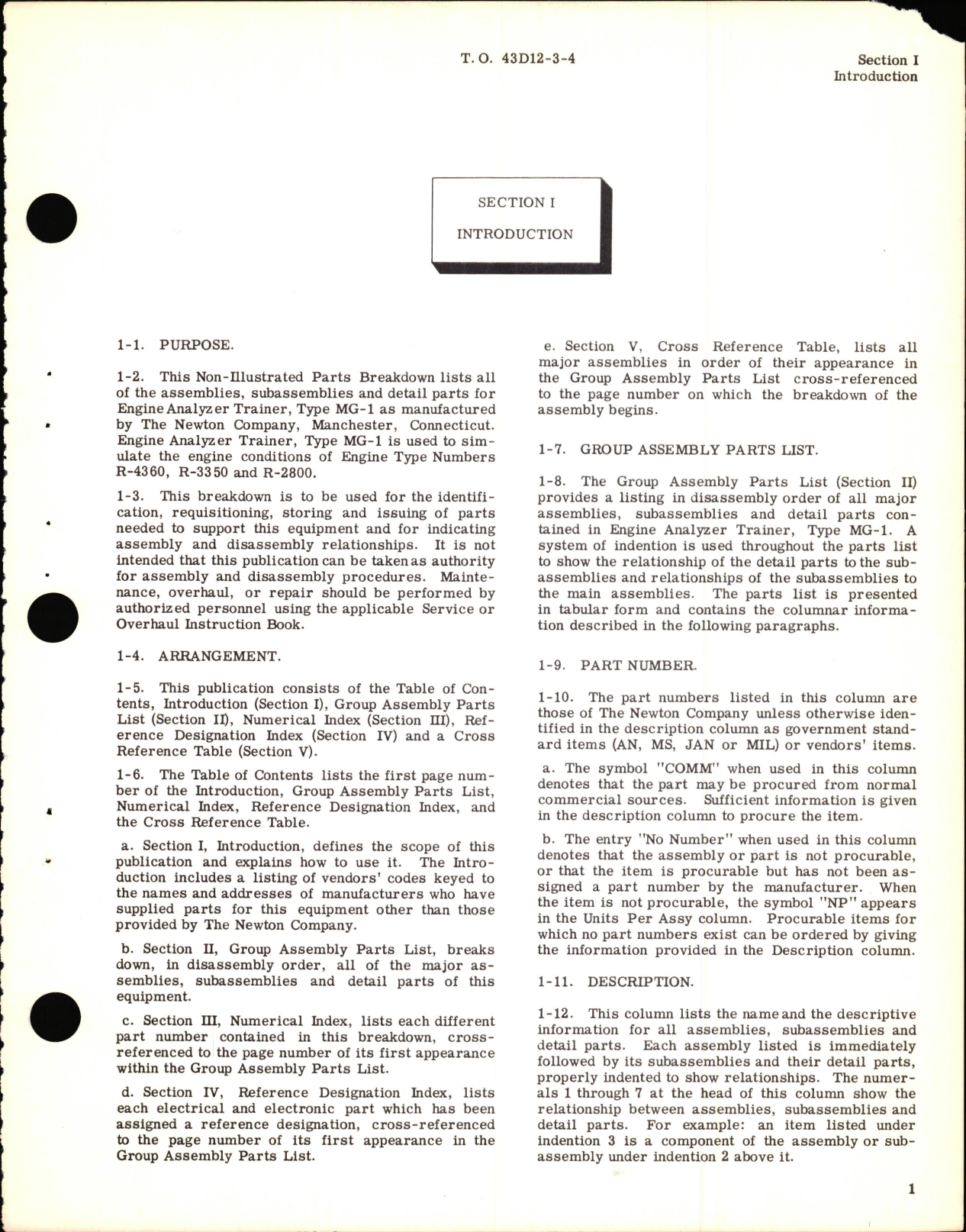 Sample page 5 from AirCorps Library document: Non-Illustrated Parts Breakdown for Engine Analyzer Trainer Type MG-1 PN 15300, 15600, 15800