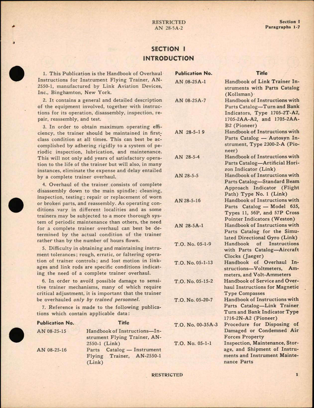 Sample page 7 from AirCorps Library document: Overhaul Instructions for Instrument Flying Trainer Type AN-2550-1