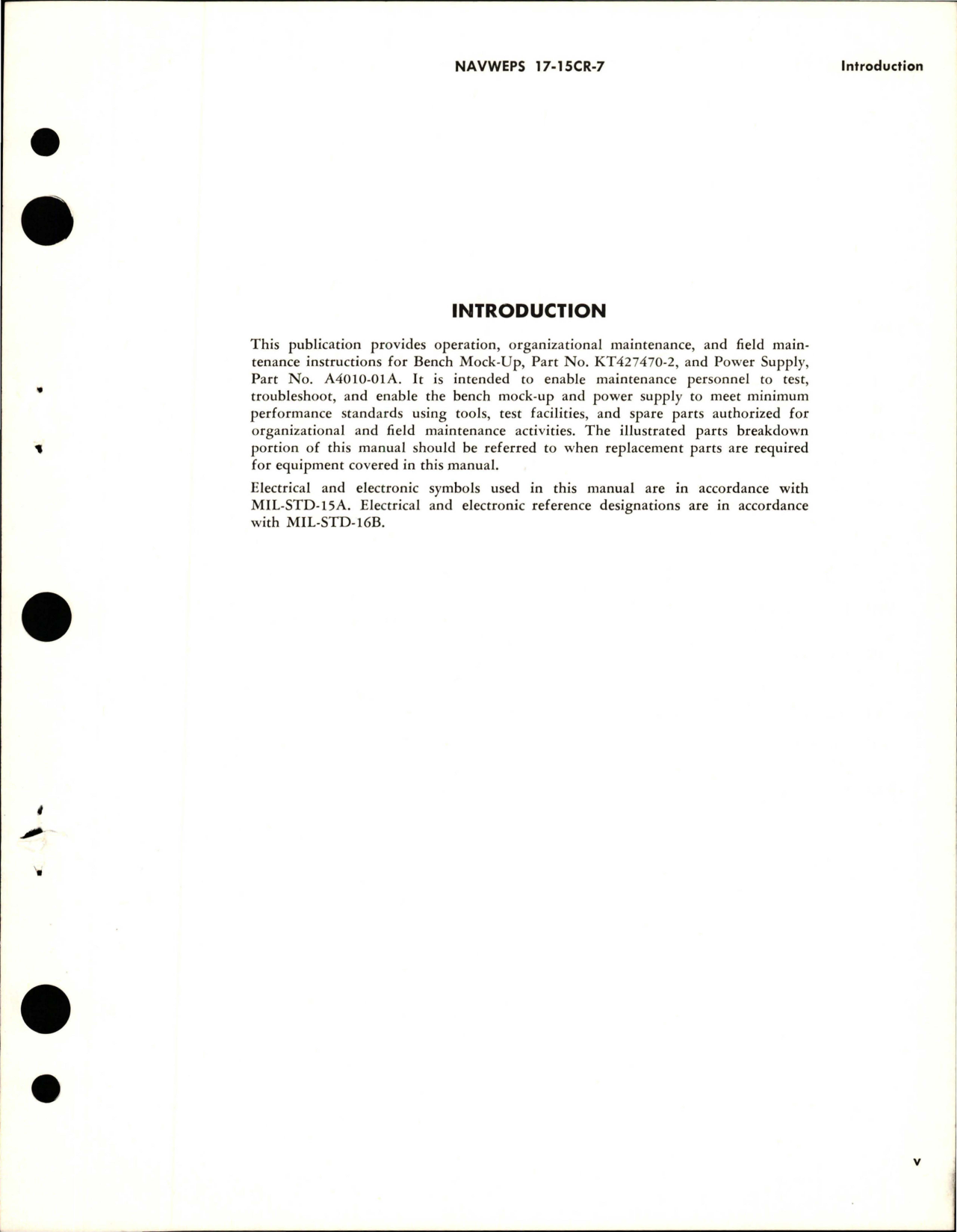 Sample page 7 from AirCorps Library document: Operation and Service Instructions with Illustrated Parts for Bench Mock Up - Part KT427470-2, and Power Supply - Part A4010-01A