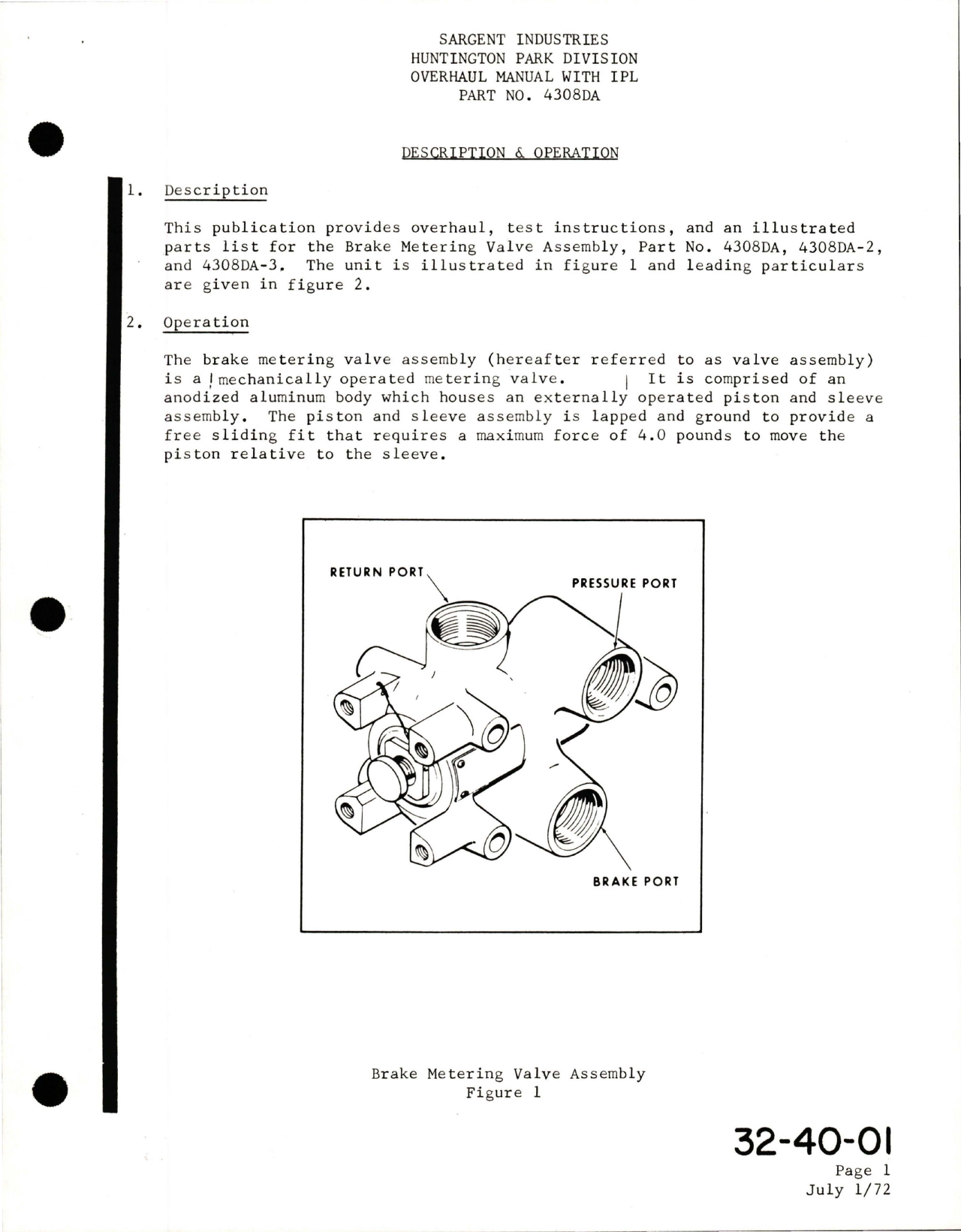 Sample page 7 from AirCorps Library document: Overhaul with Illustrated Parts List for Brake Metering Valve Assembly