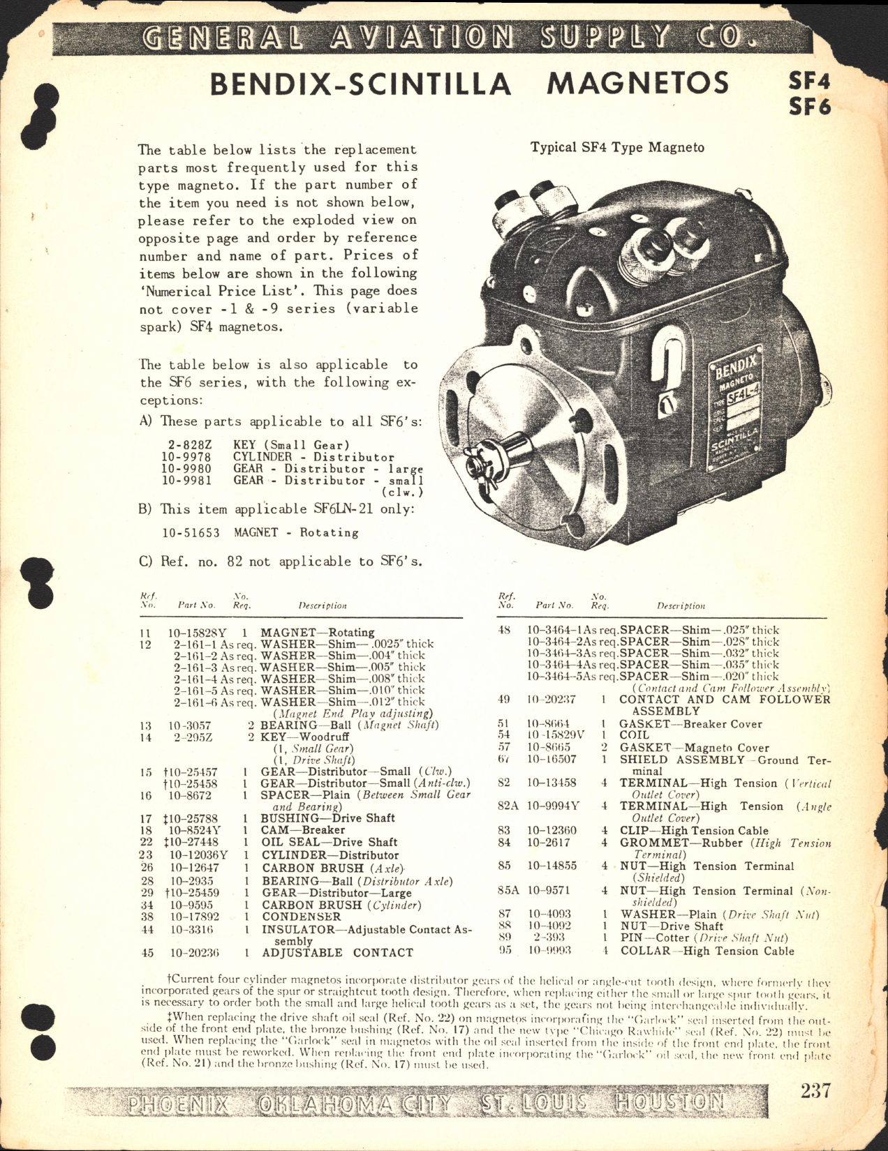 Sample page 1 from AirCorps Library document: Bendix-Scintilla Magnetos, Type SF4 & SF6