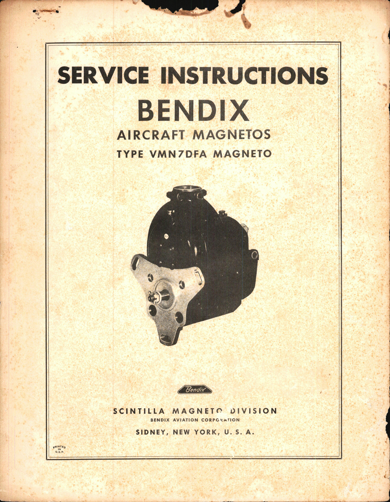 Sample page 1 from AirCorps Library document: Service Instructions for Bendix Magnetos Type VMN7DFA