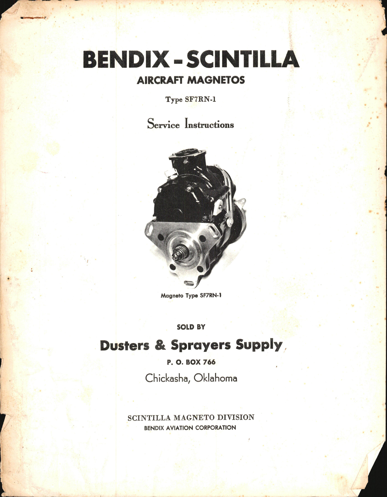 Sample page 1 from AirCorps Library document: Service Instructions for Bendix-Scintilla Magnetos Type SF7RN-1