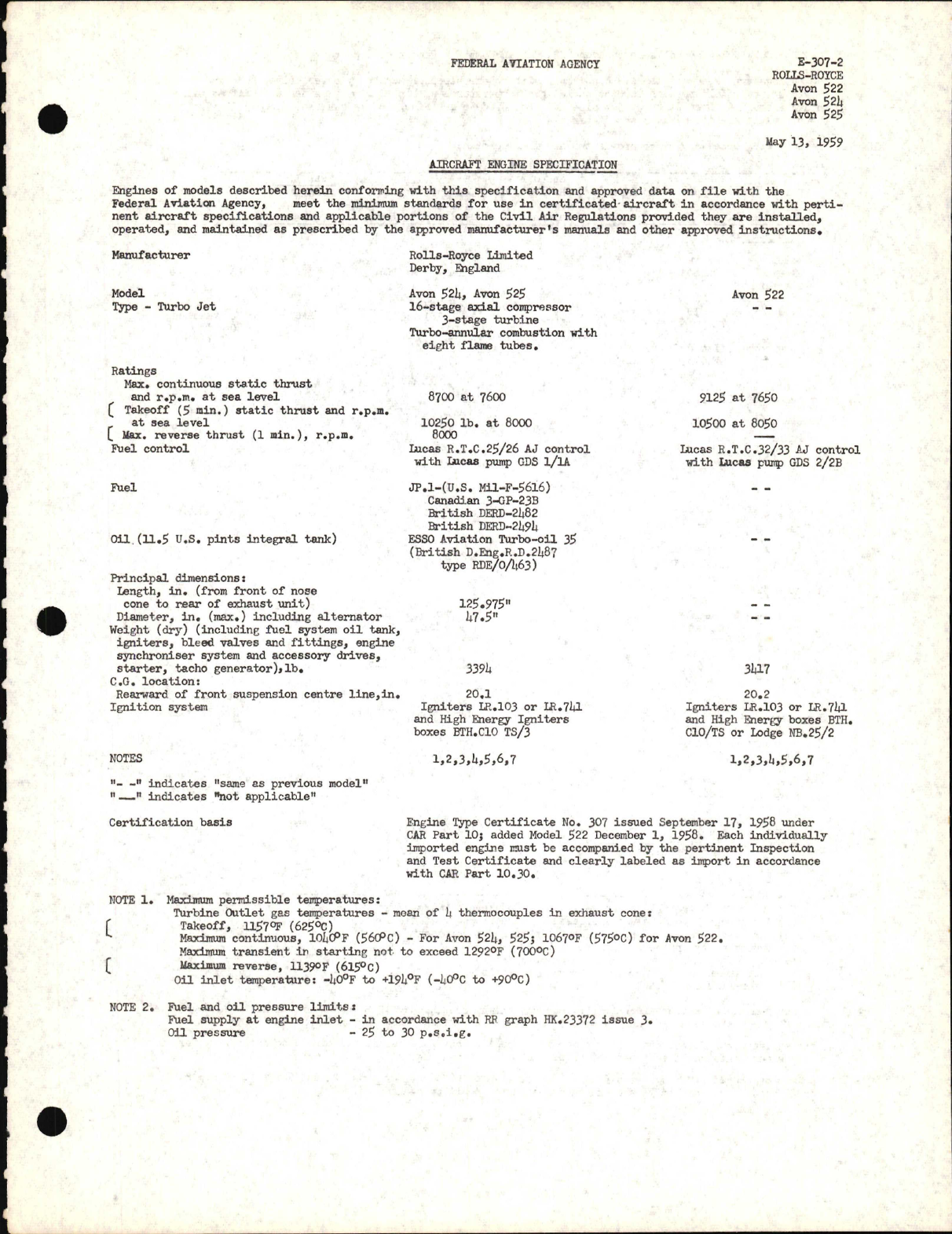 Sample page 1 from AirCorps Library document: Avon 522, 524, 525