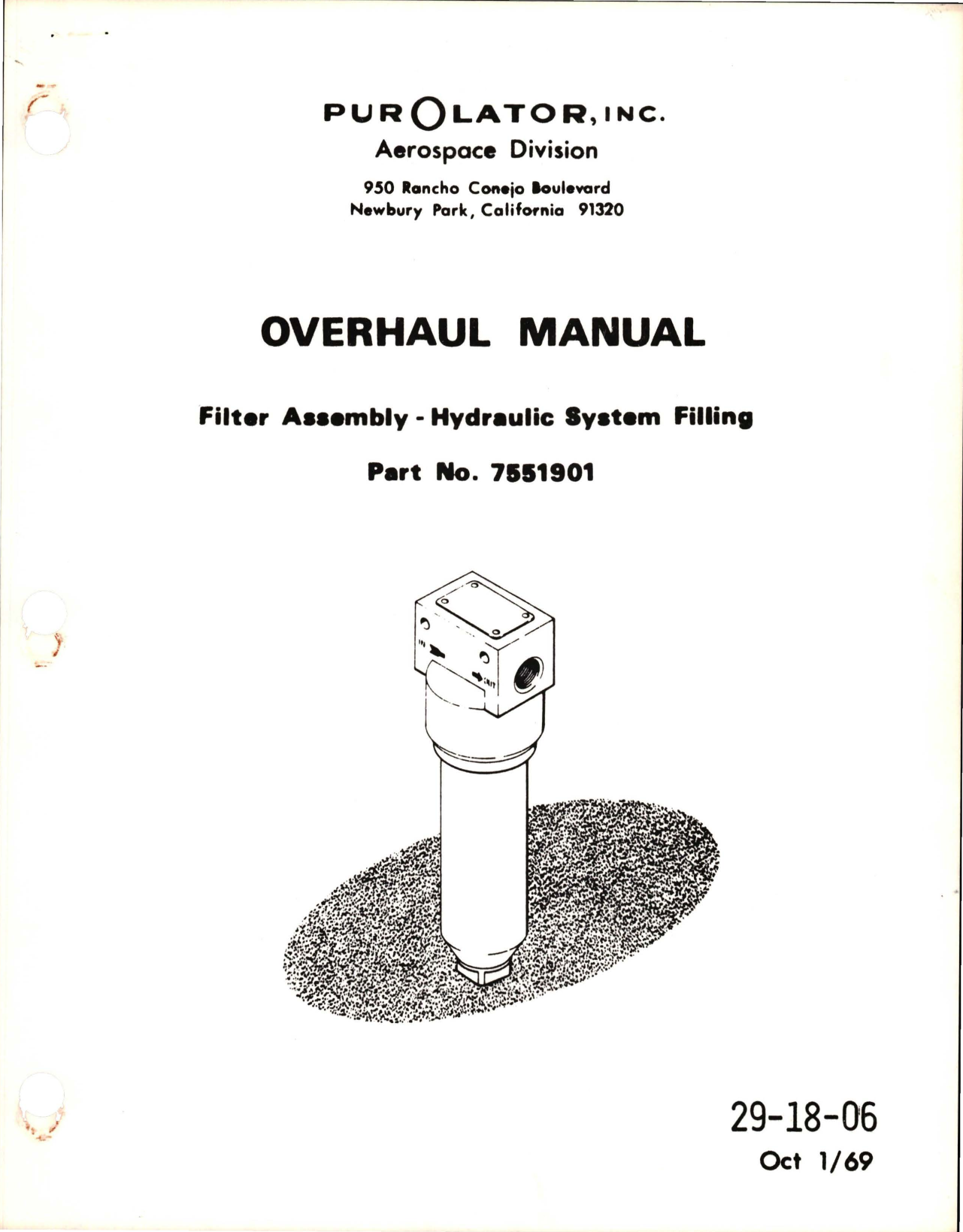 Sample page 1 from AirCorps Library document: Overhaul Manual for Hydraulic System Filling Filter Assembly - Part 7551901