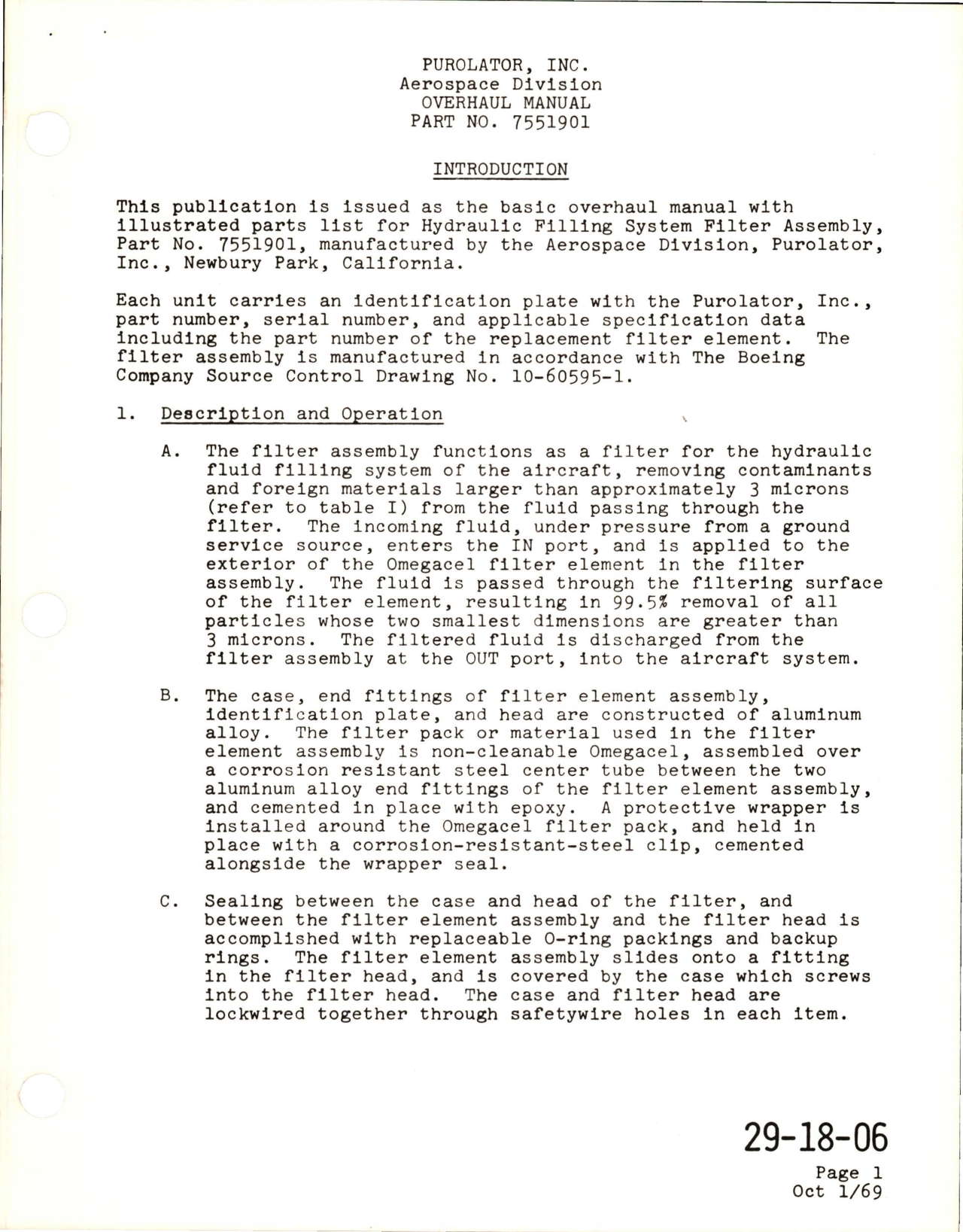 Sample page 5 from AirCorps Library document: Overhaul Manual for Hydraulic System Filling Filter Assembly - Part 7551901