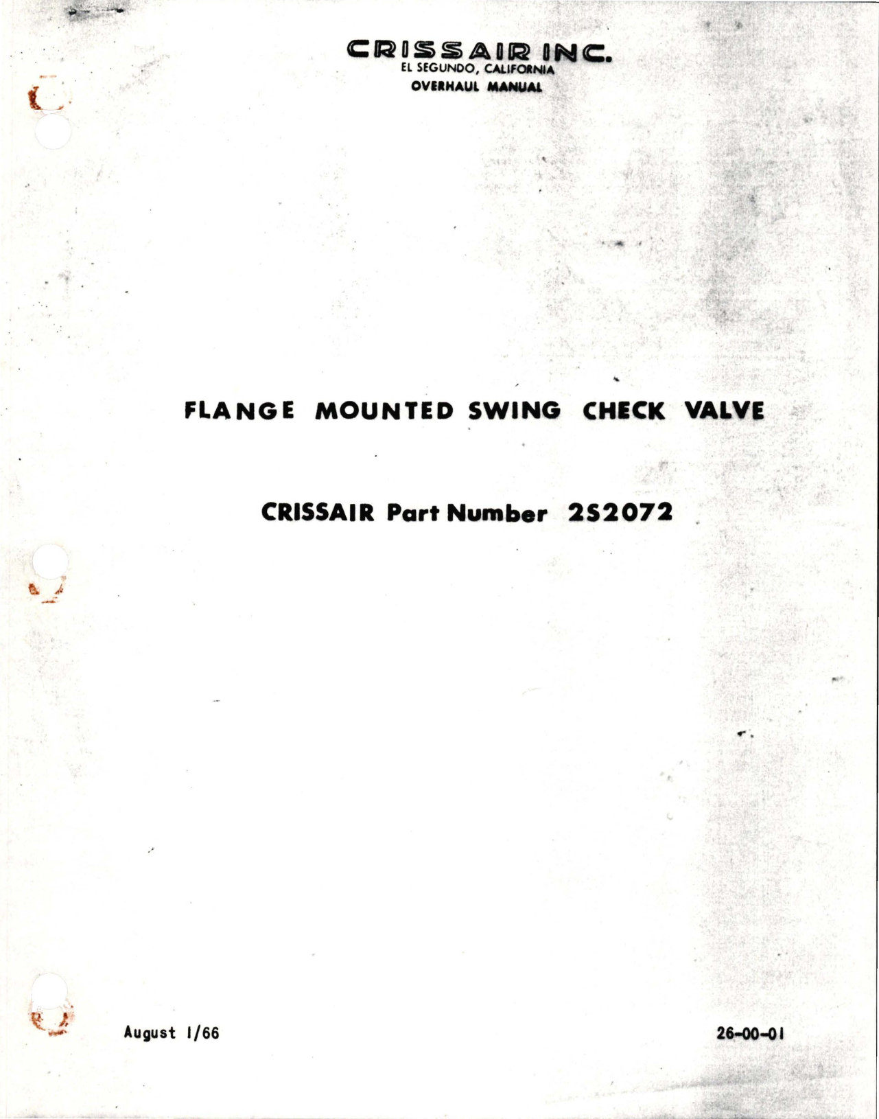 Sample page 1 from AirCorps Library document: Overhaul Manual for Flange Mounted Swing Check Valve - Part 2S2072