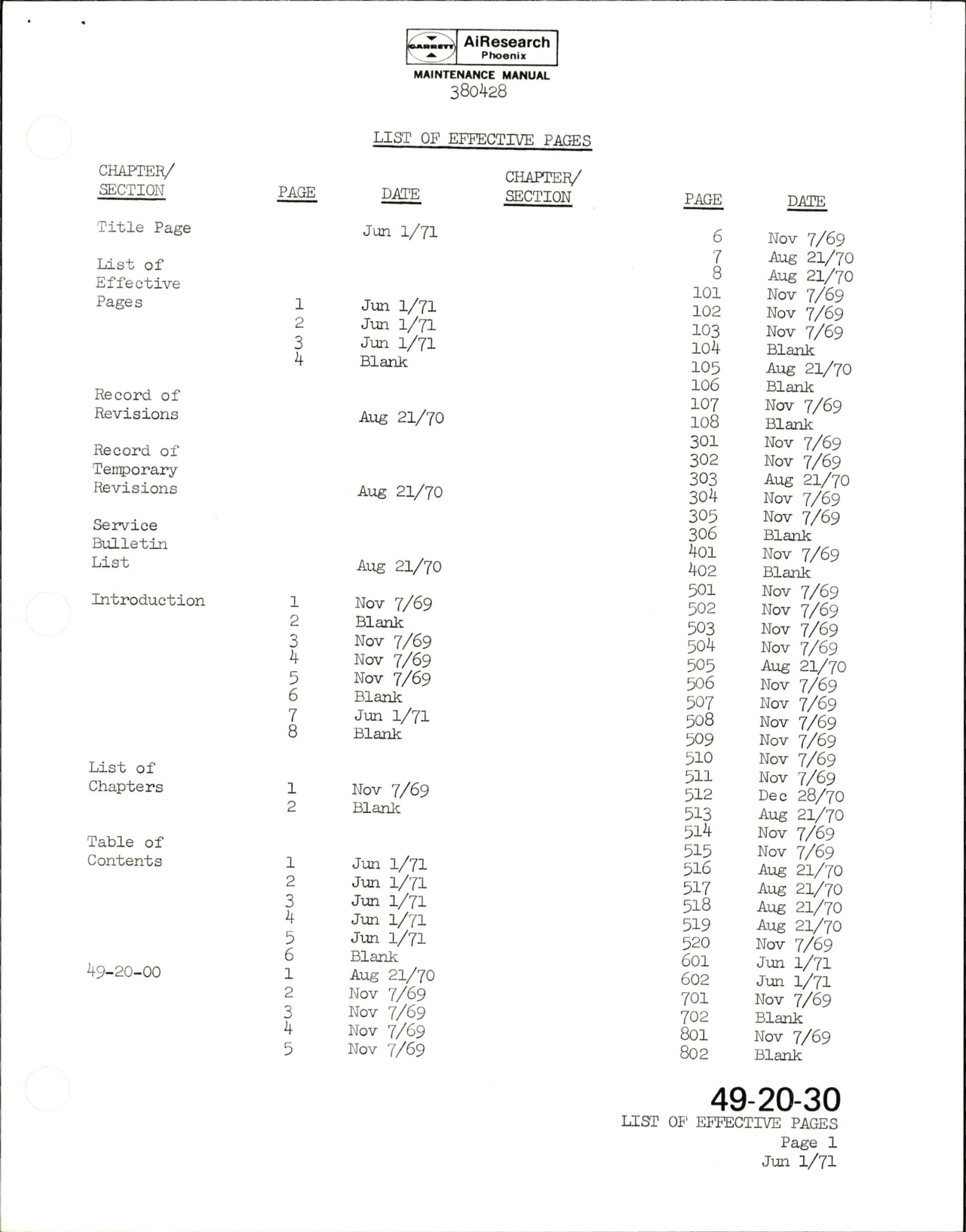 Sample page 5 from AirCorps Library document: Revision to Maintenance Manual for Pneumatic and Shaft Power Gas Turbine Engine - Part 380428-1-5 - Model GTCP85-129