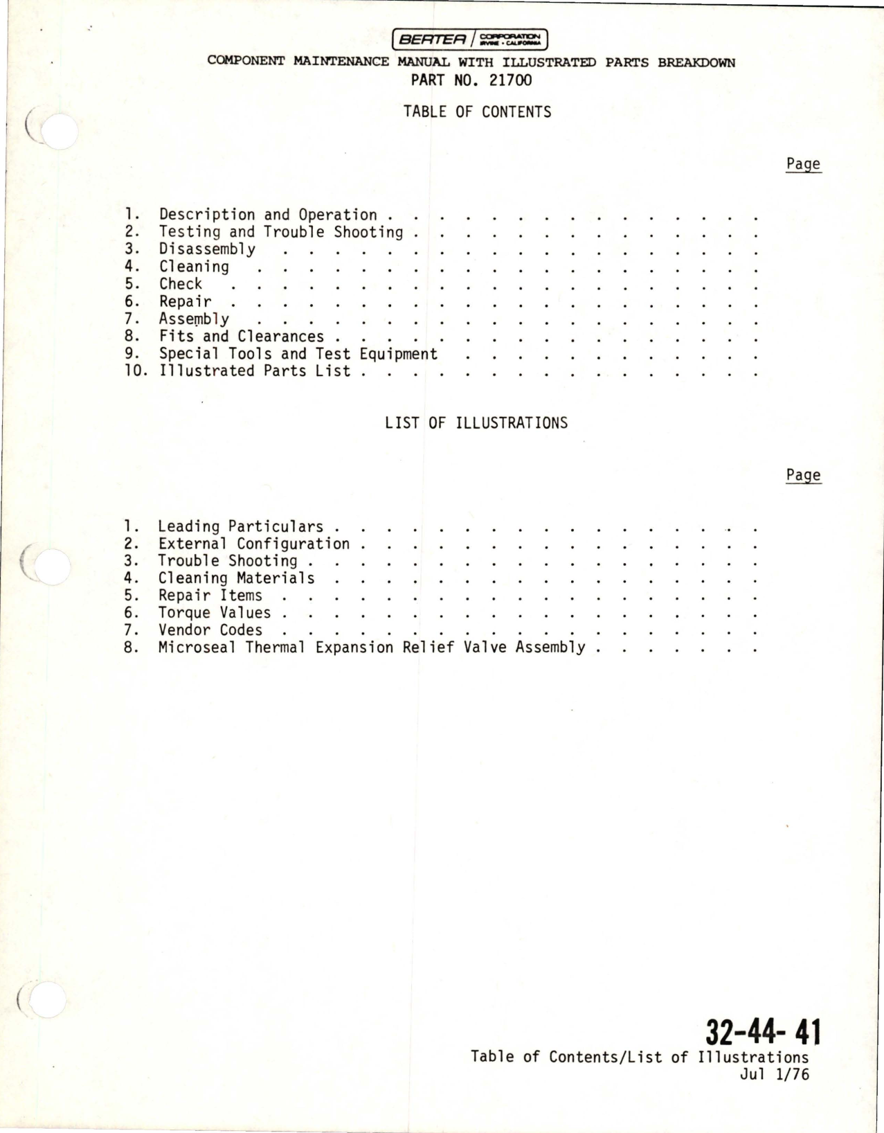 Sample page 7 from AirCorps Library document: Component Maintenance with Illustrated Parts Breakdown for Microseal Thermal Expansion Relief Valve Assembly - Part 21700-1001