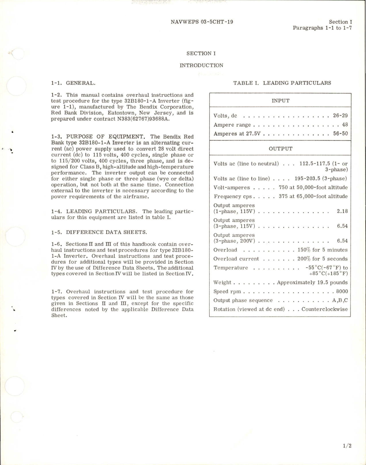 Sample page 5 from AirCorps Library document: Change to Overhaul Instructions for Inverter - Type 32B180-1-A 