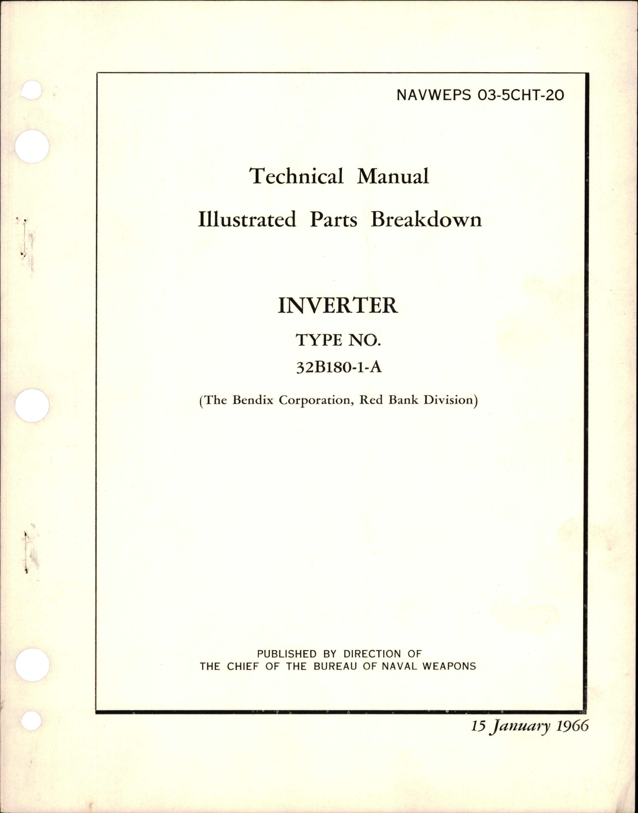 Sample page 1 from AirCorps Library document: Illustrated Parts Breakdown for Inverter - Type 32B180-1-A