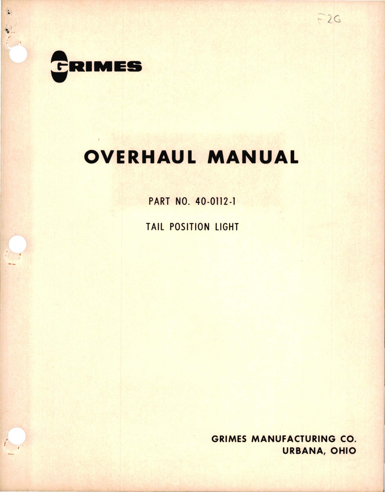 Sample page 1 from AirCorps Library document: Overhaul Manual for Tail Position Light - Part 40-0112-1