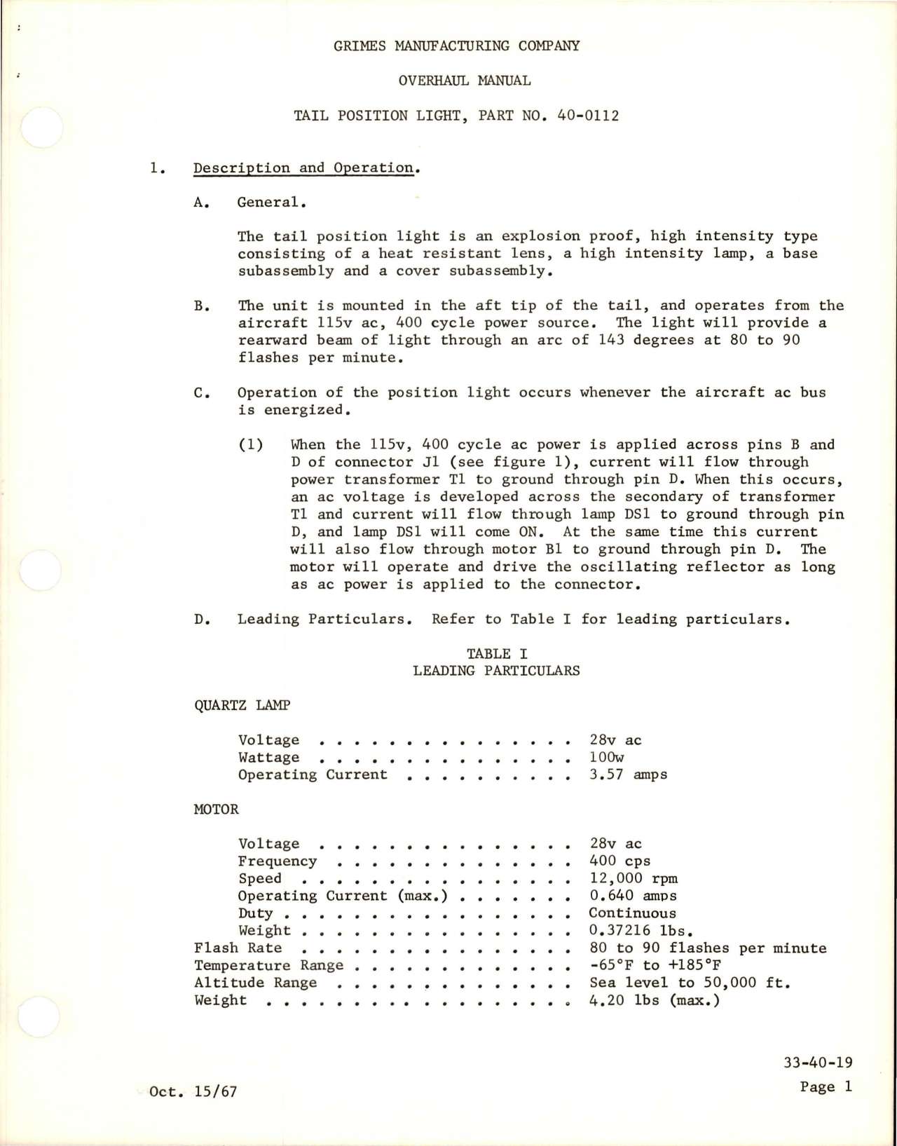 Sample page 5 from AirCorps Library document: Overhaul Manual for Tail Position Light - Part 40-0112-1