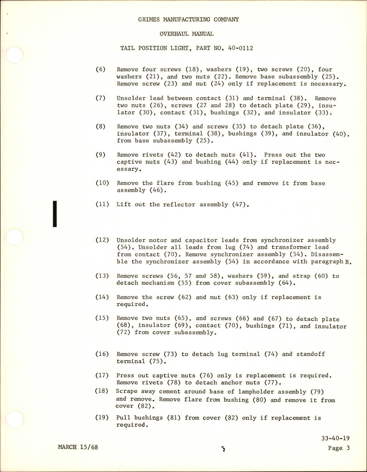 Sample page 7 from AirCorps Library document: Overhaul Manual for Tail Position Light - Part 40-0112-1