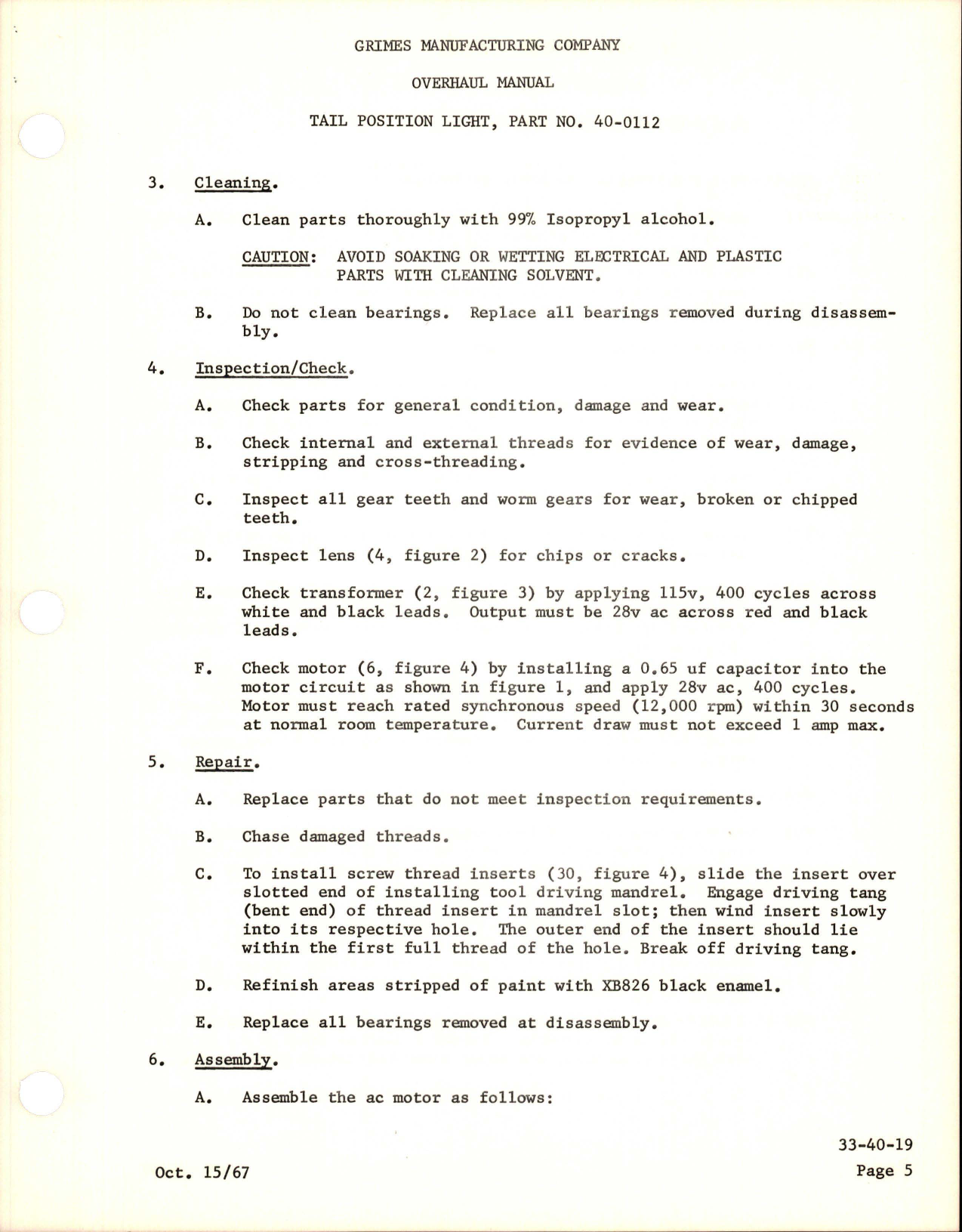 Sample page 9 from AirCorps Library document: Overhaul Manual for Tail Position Light - Part 40-0112-1