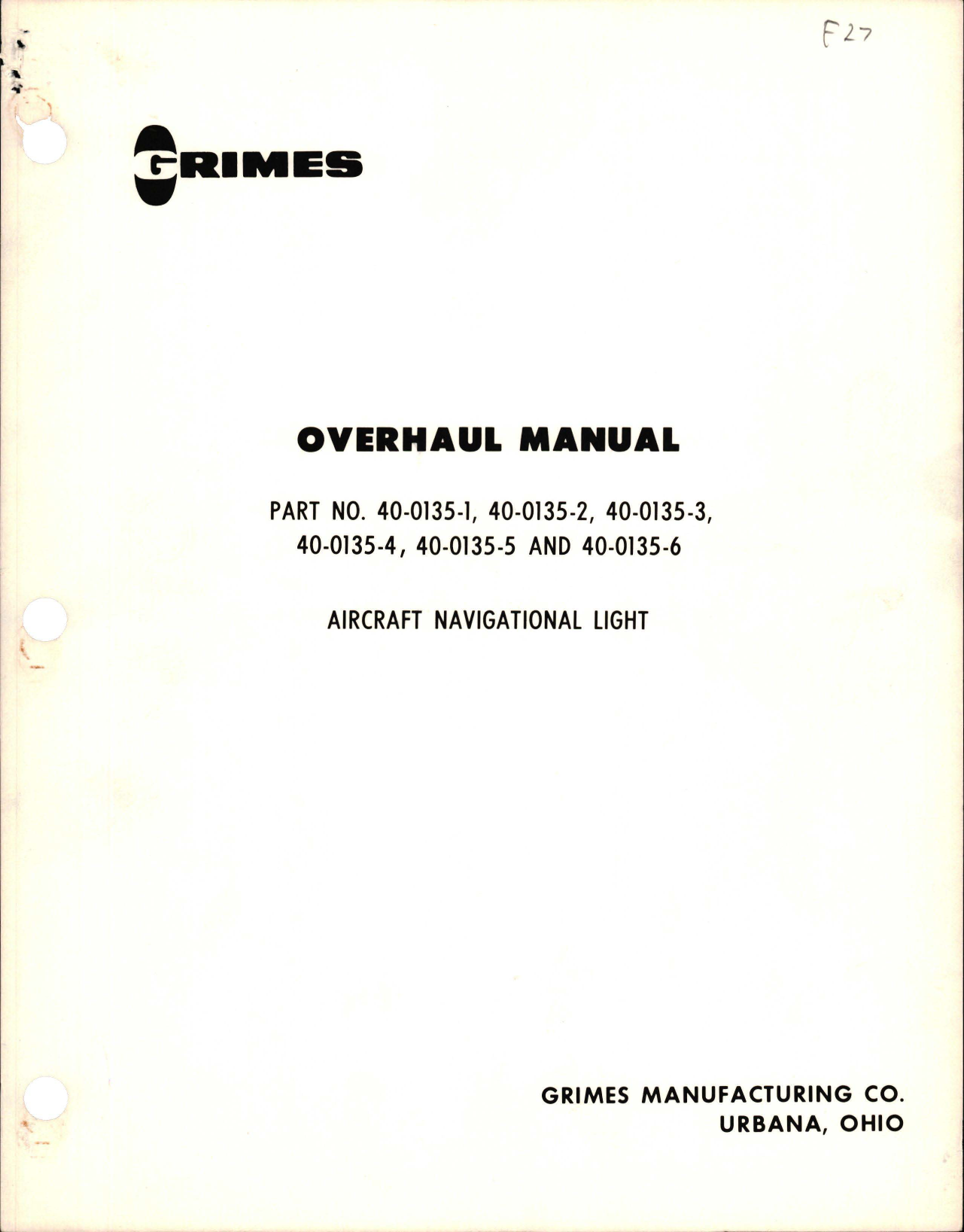 Sample page 1 from AirCorps Library document: Overhaul Manual for Navigational Light