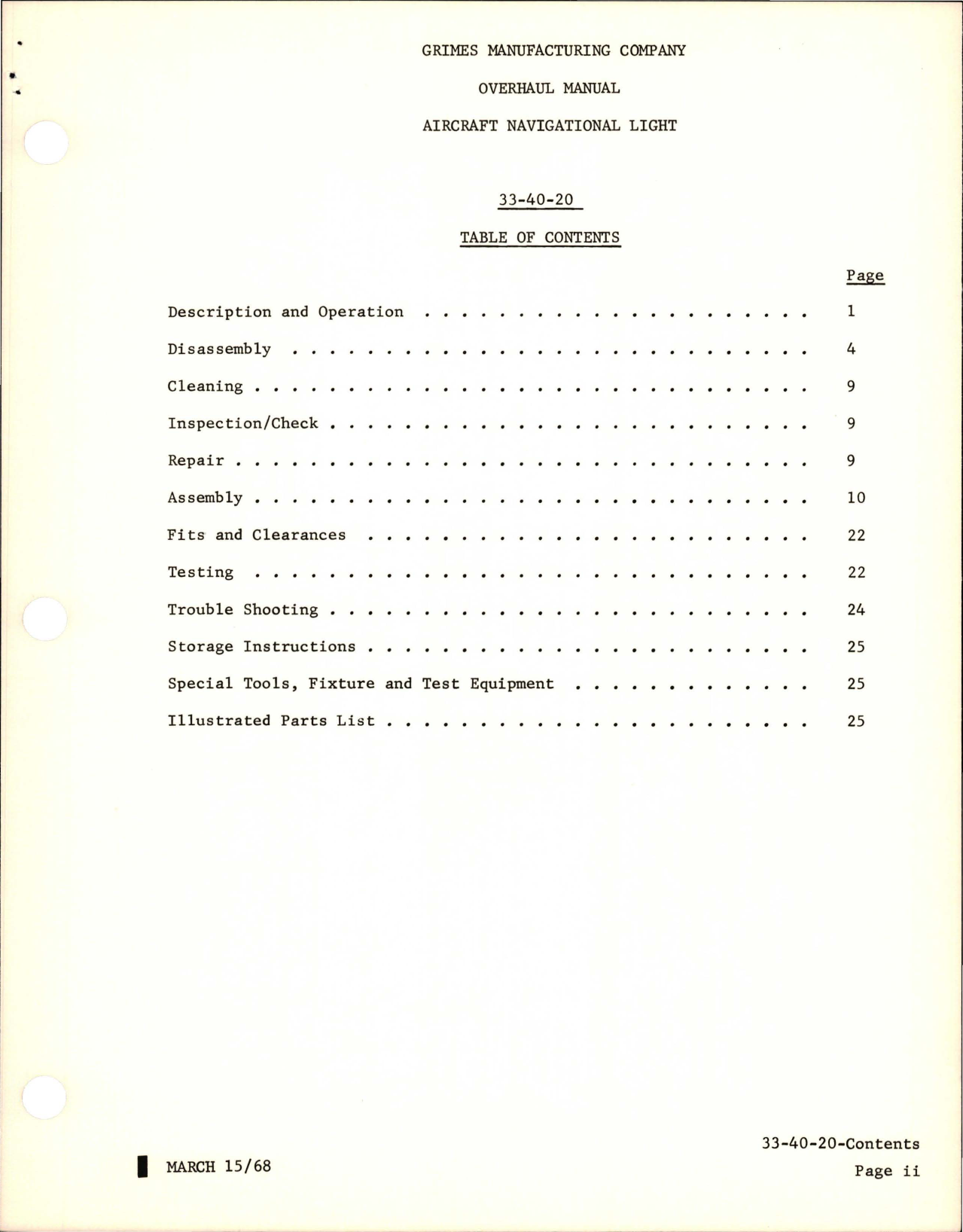 Sample page 5 from AirCorps Library document: Overhaul Manual for Navigational Light