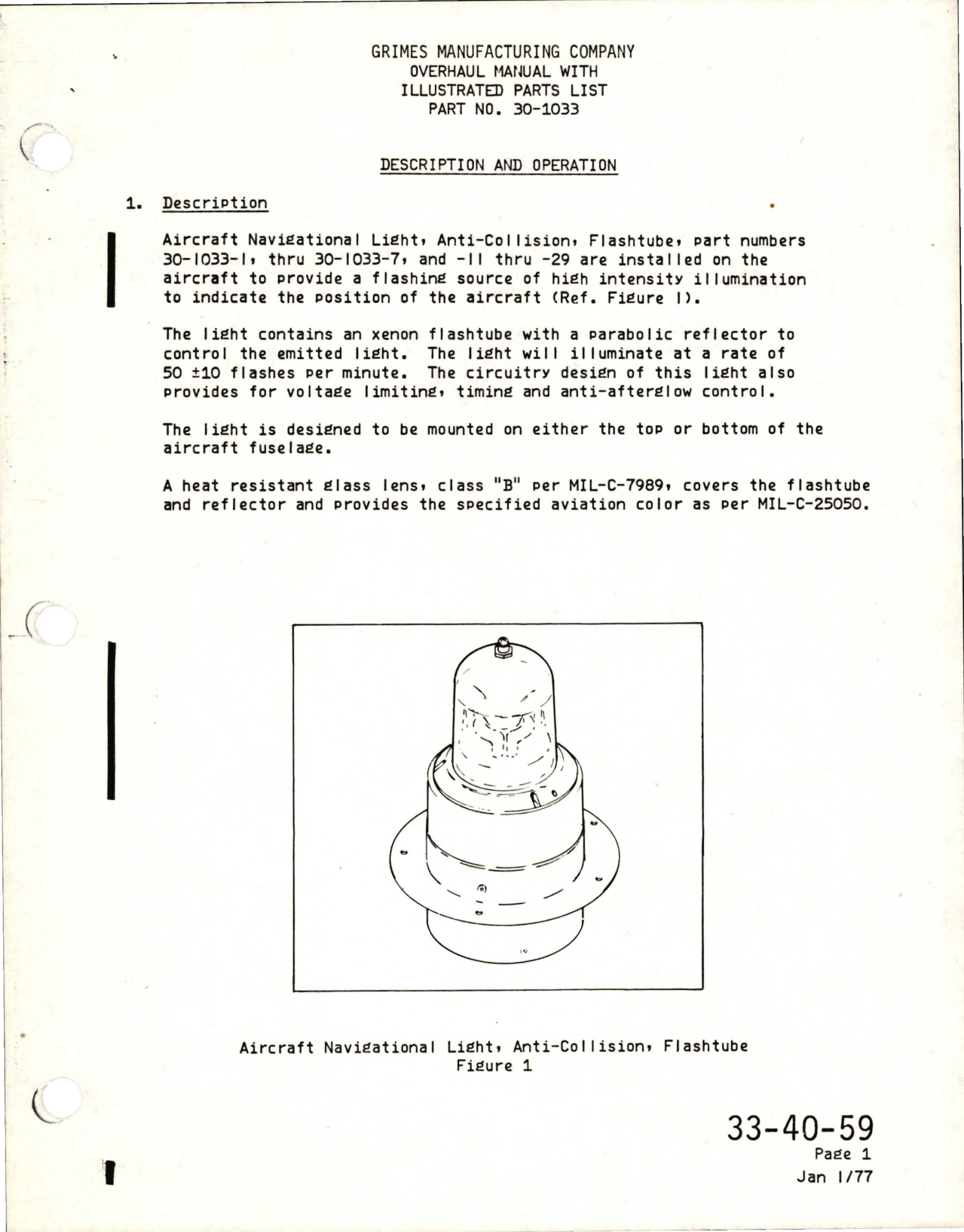 Sample page 9 from AirCorps Library document: Overhaul Manual with Illustrated Parts List for Anti-Collision Flashtube Navigational Light 