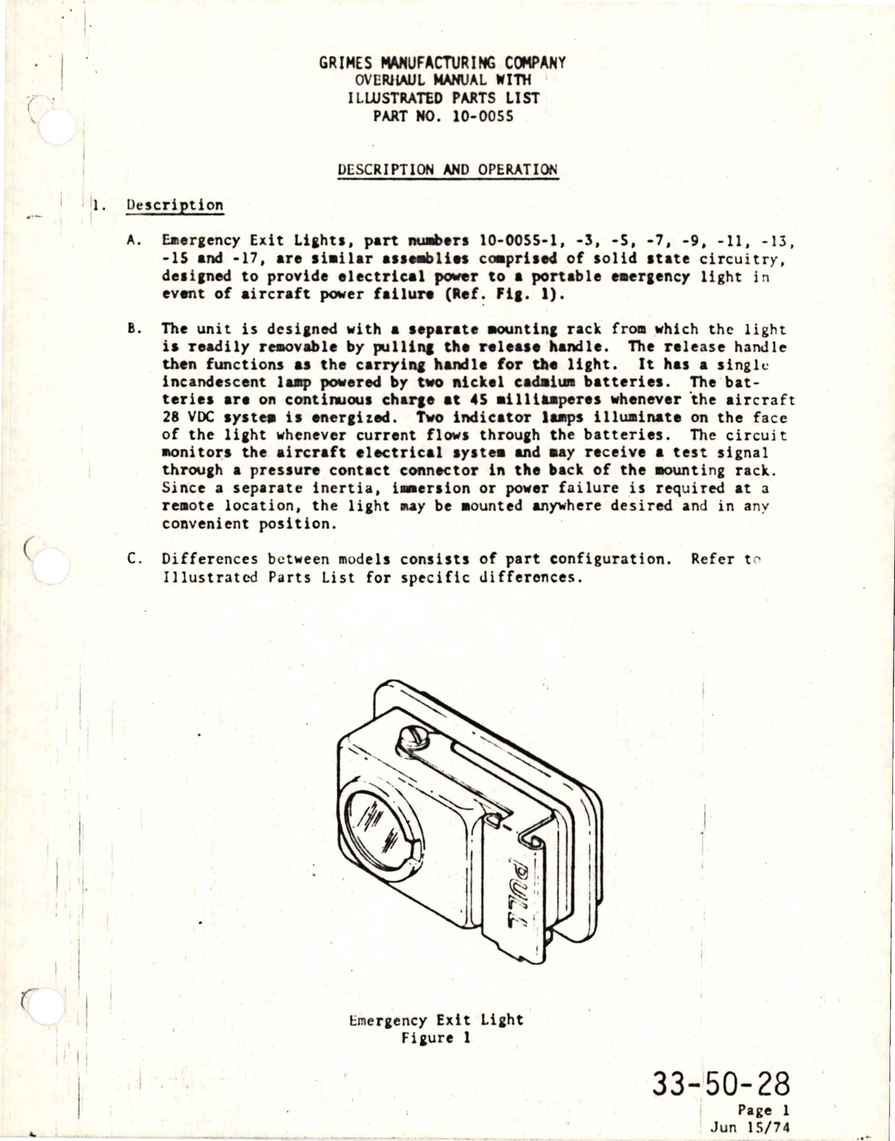 Sample page 9 from AirCorps Library document: Overhaul with Illustrated Parts List for Emergency Exit Light - Parts 10-0055-1 thru 10-0055-17 (Odd Numbers) 