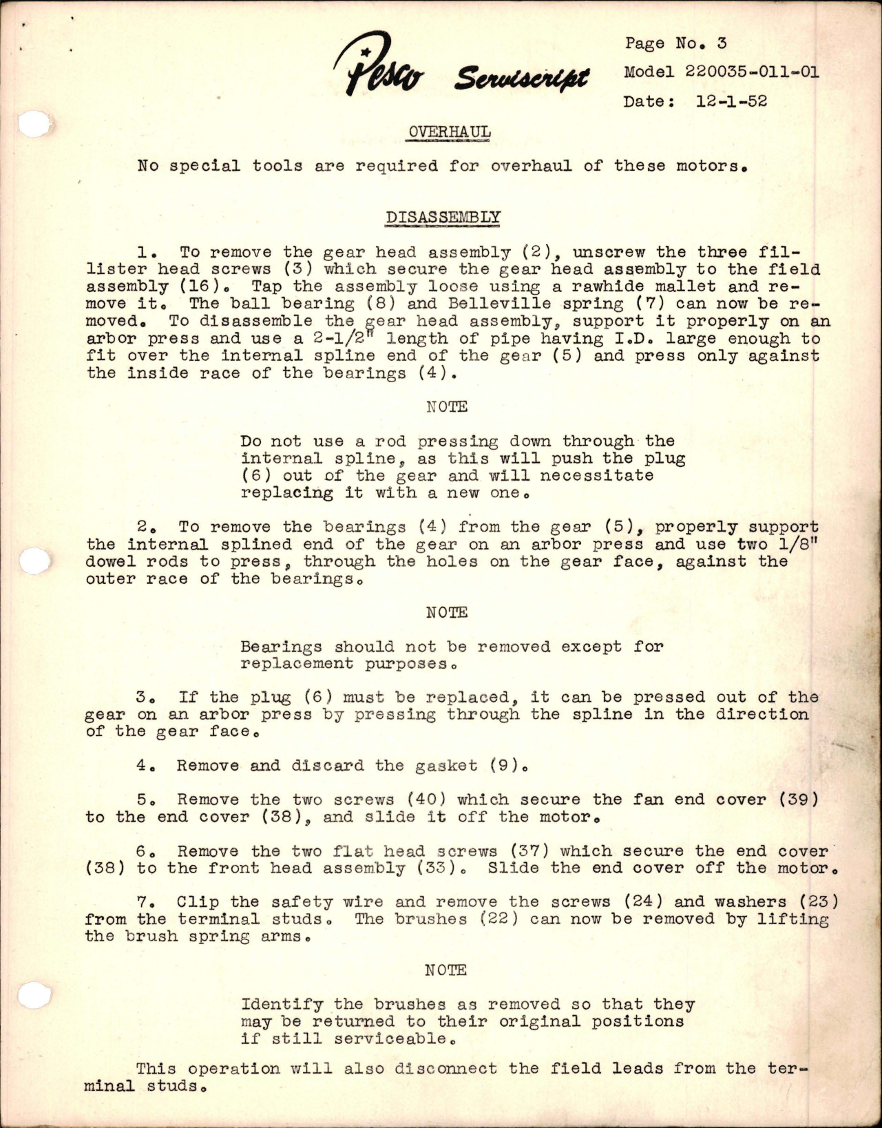 Sample page 5 from AirCorps Library document: Overhaul Instructions, Test Procedures and Parts List for Electric Motor - Model 220035-011-01