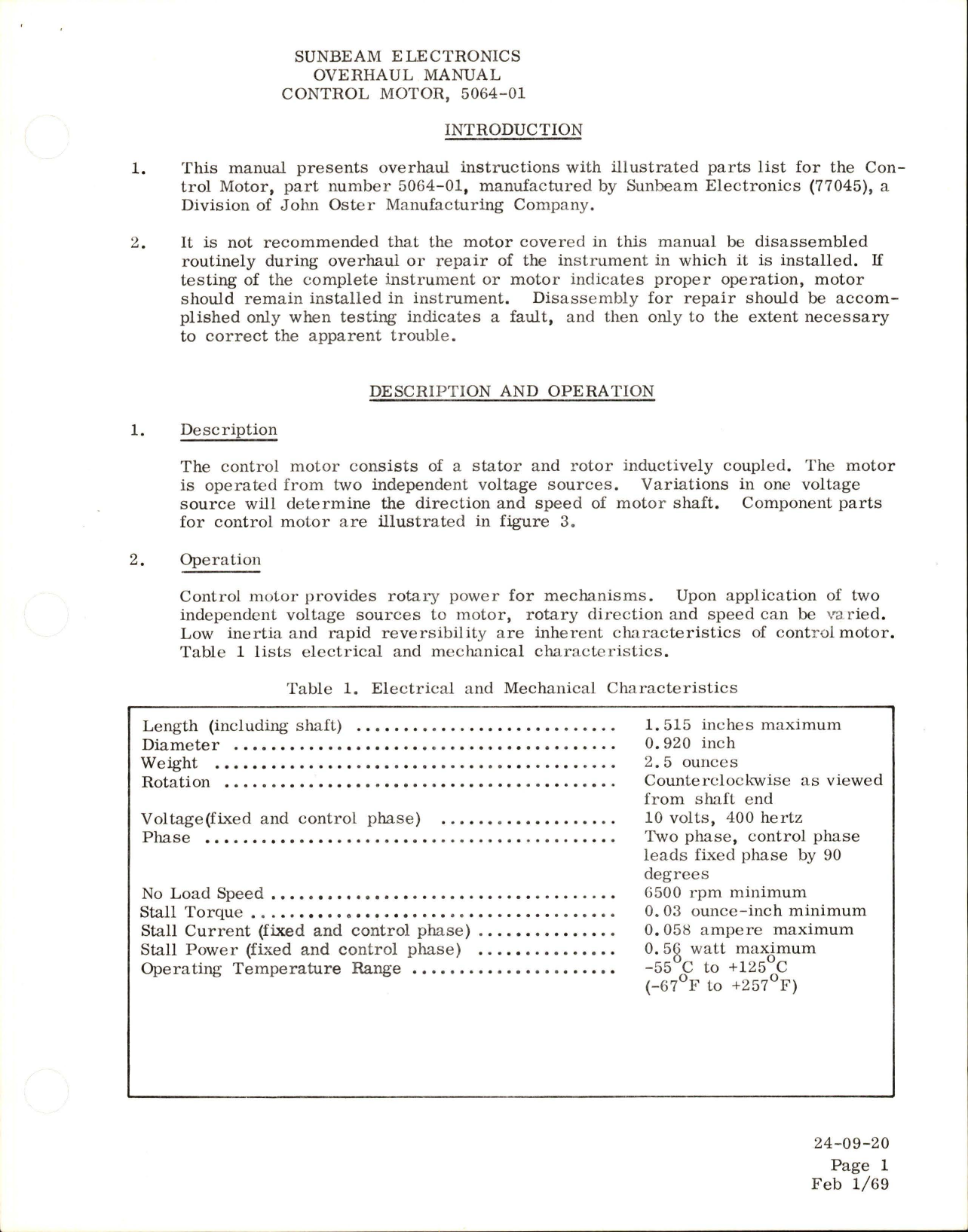 Sample page 5 from AirCorps Library document: Overhaul with Illustrated Parts Breakdown for Control Motor - Part 5064-01