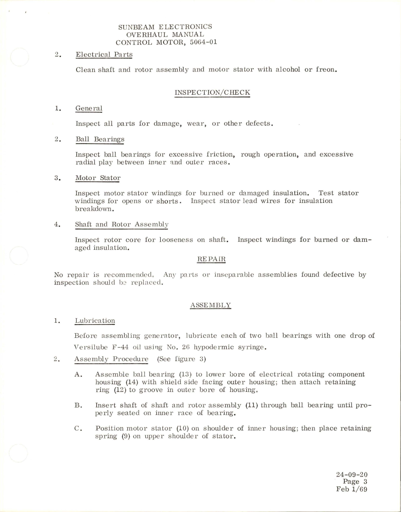 Sample page 7 from AirCorps Library document: Overhaul with Illustrated Parts Breakdown for Control Motor - Part 5064-01