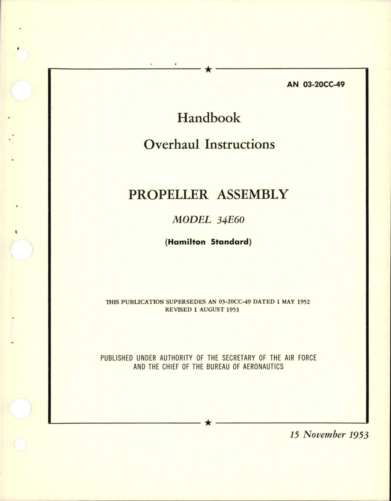 Sample page 1 from AirCorps Library document: Overhaul Instructions for Propeller Assembly - Model 34E60 