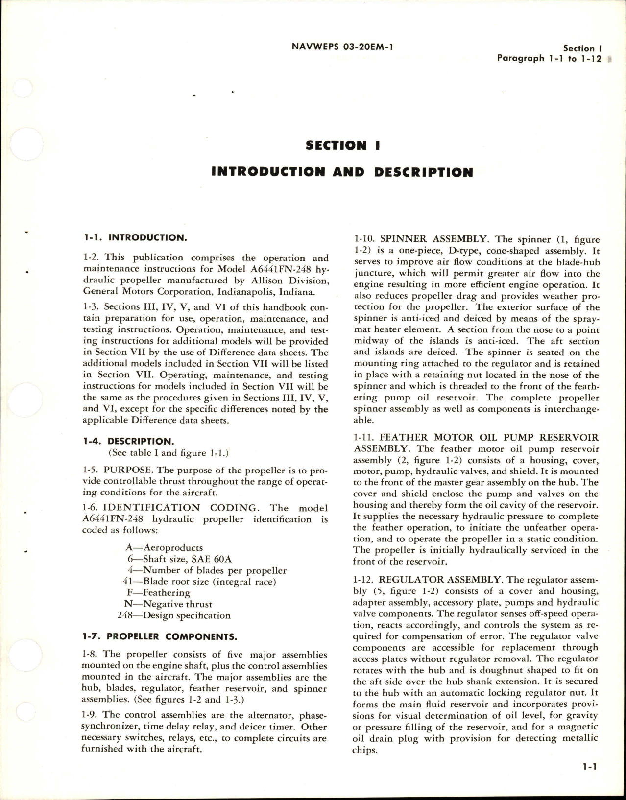 Sample page 7 from AirCorps Library document: Operation and Maintenance Instructions for Hydraulic Propeller - A6441FN-248