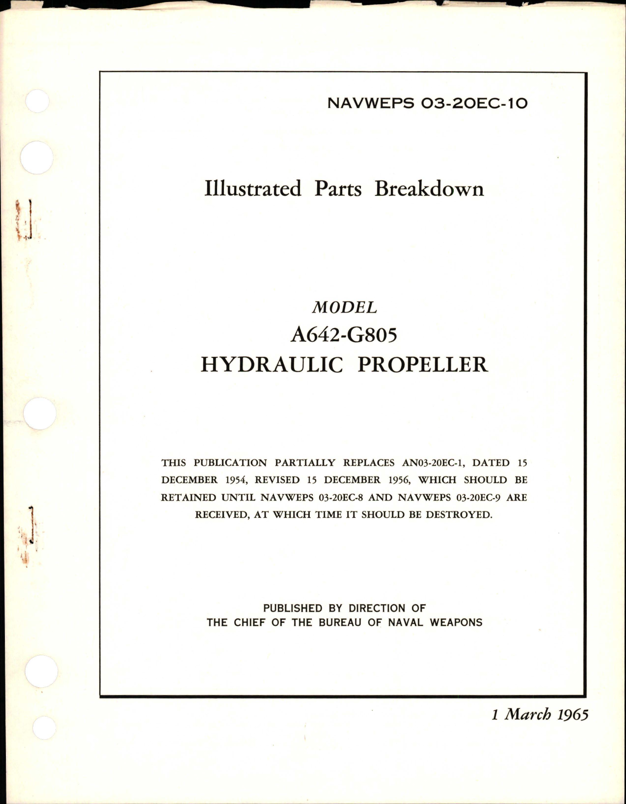 Sample page 1 from AirCorps Library document: Illustrated Parts Breakdown for Hydraulic Propeller - Model A642-G805 