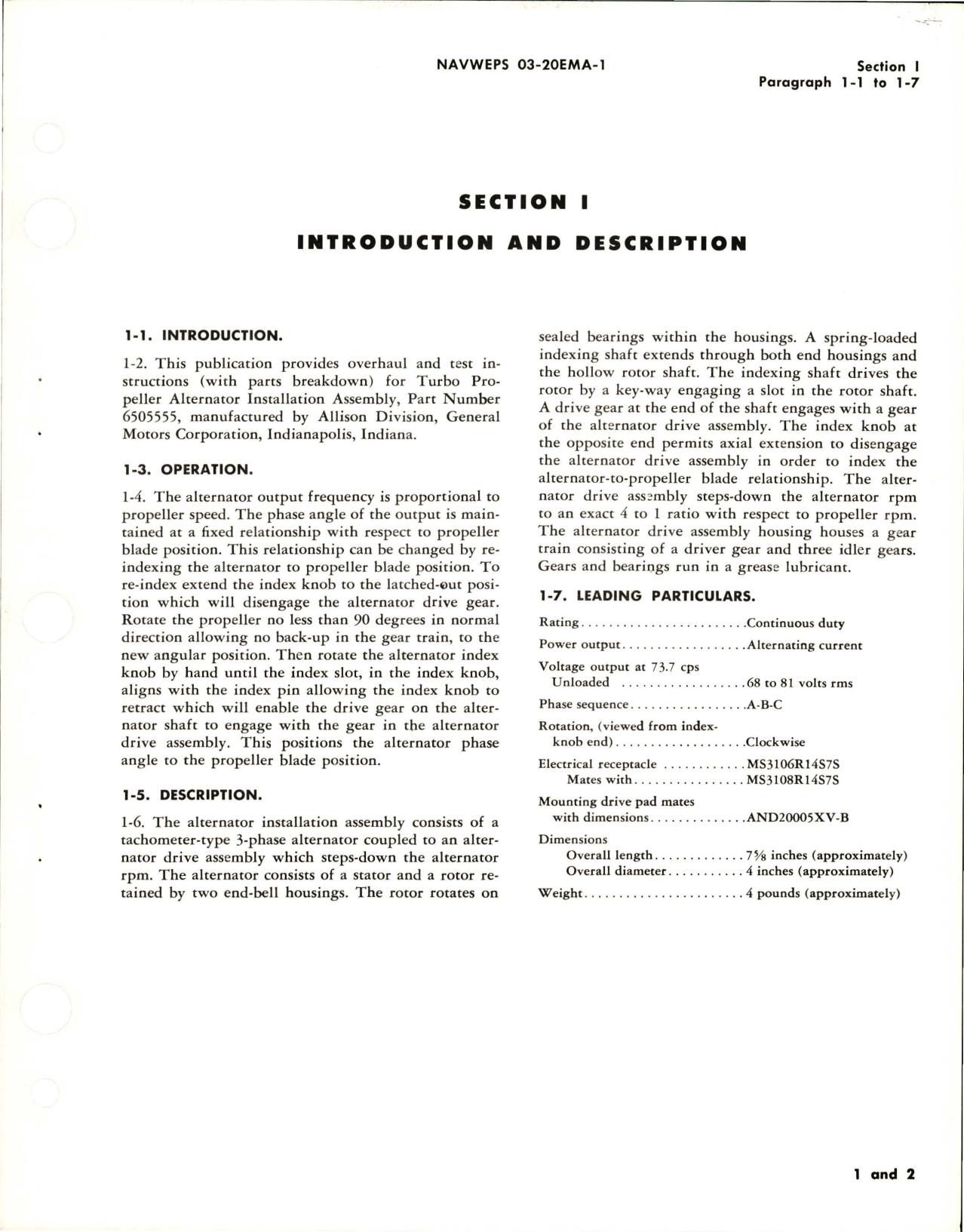 Sample page 5 from AirCorps Library document: Overhaul Instructions with Parts Breakdown for Alternator Installation Assembly - 650555 