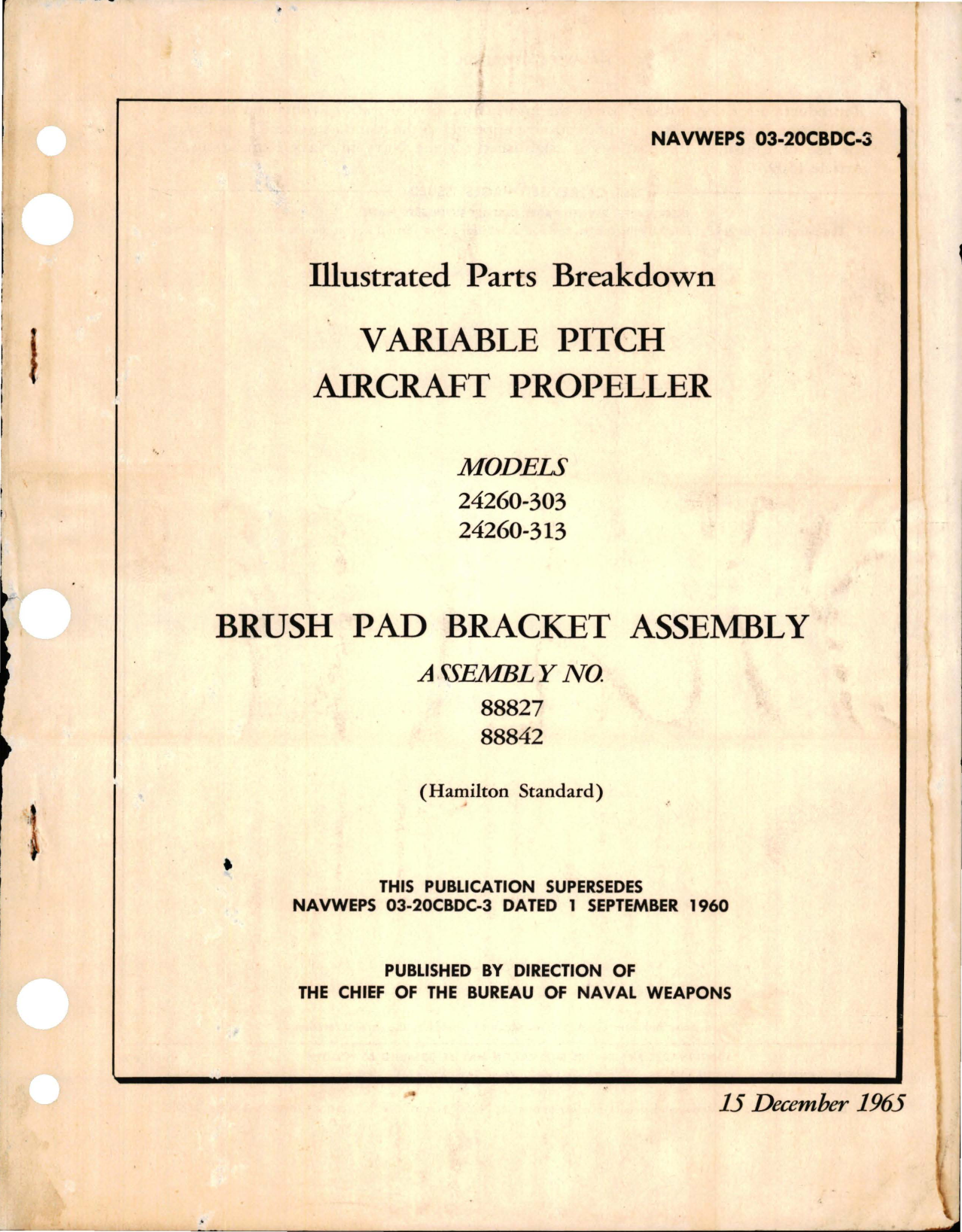 Sample page 1 from AirCorps Library document: Illustrated Parts Breakdown for Variable Pitch Propeller and Brush Pad Bracket Assembly