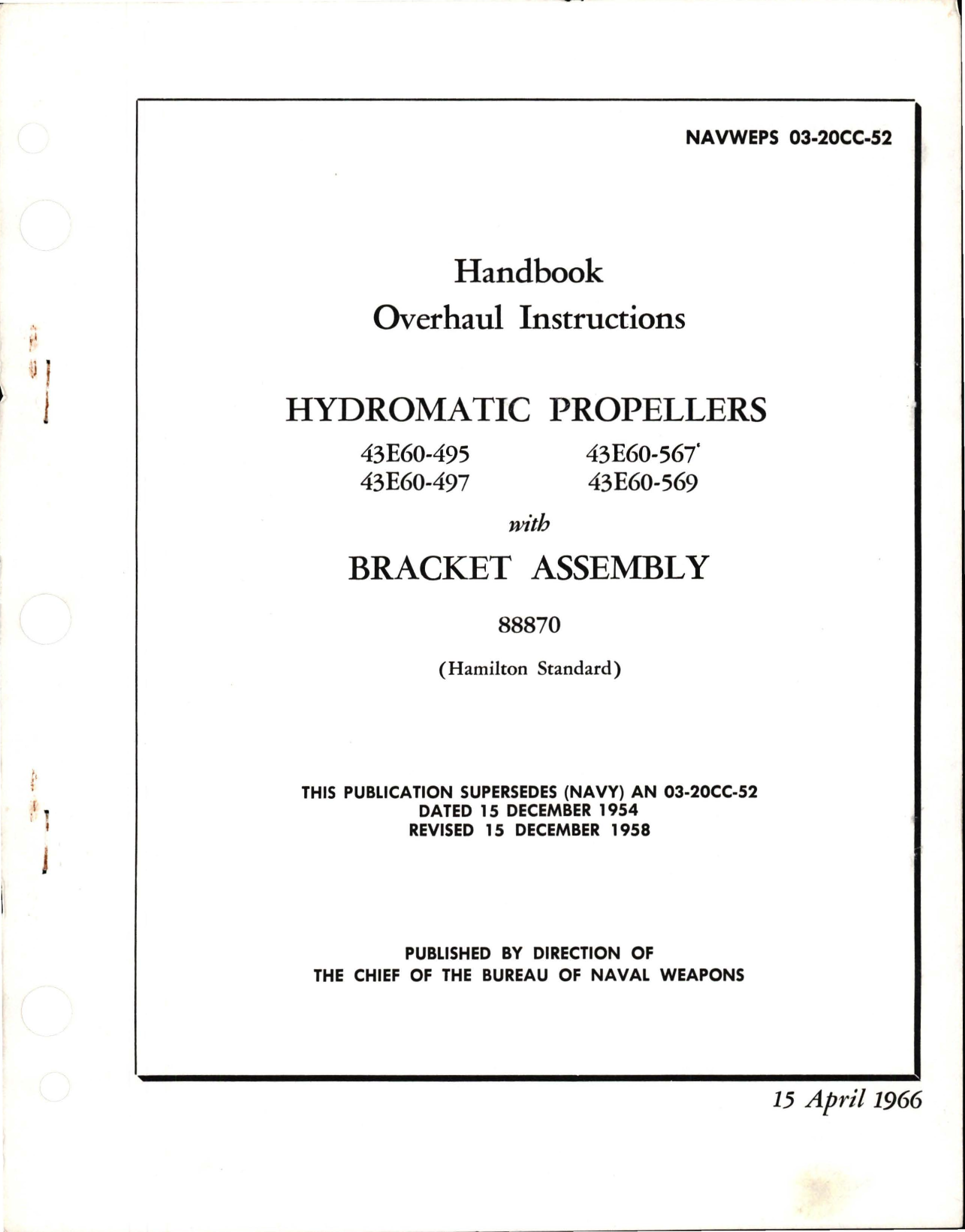 Sample page 1 from AirCorps Library document: Overhaul Instructions for Hydromatic Propellers with Bracket Assembly