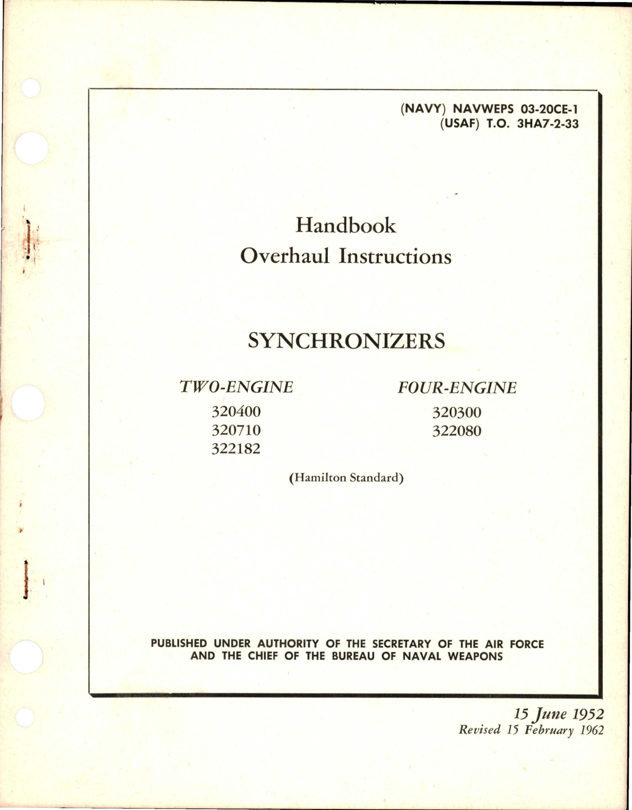 Sample page 1 from AirCorps Library document: Overhaul Instructions for Synchronizers 