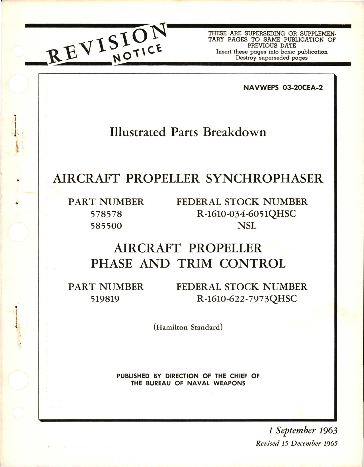 Sample page 1 from AirCorps Library document: Revision to Illustrated Parts Breakdown for Propeller Synchrophaser and Propeller Phase and Trim Control 