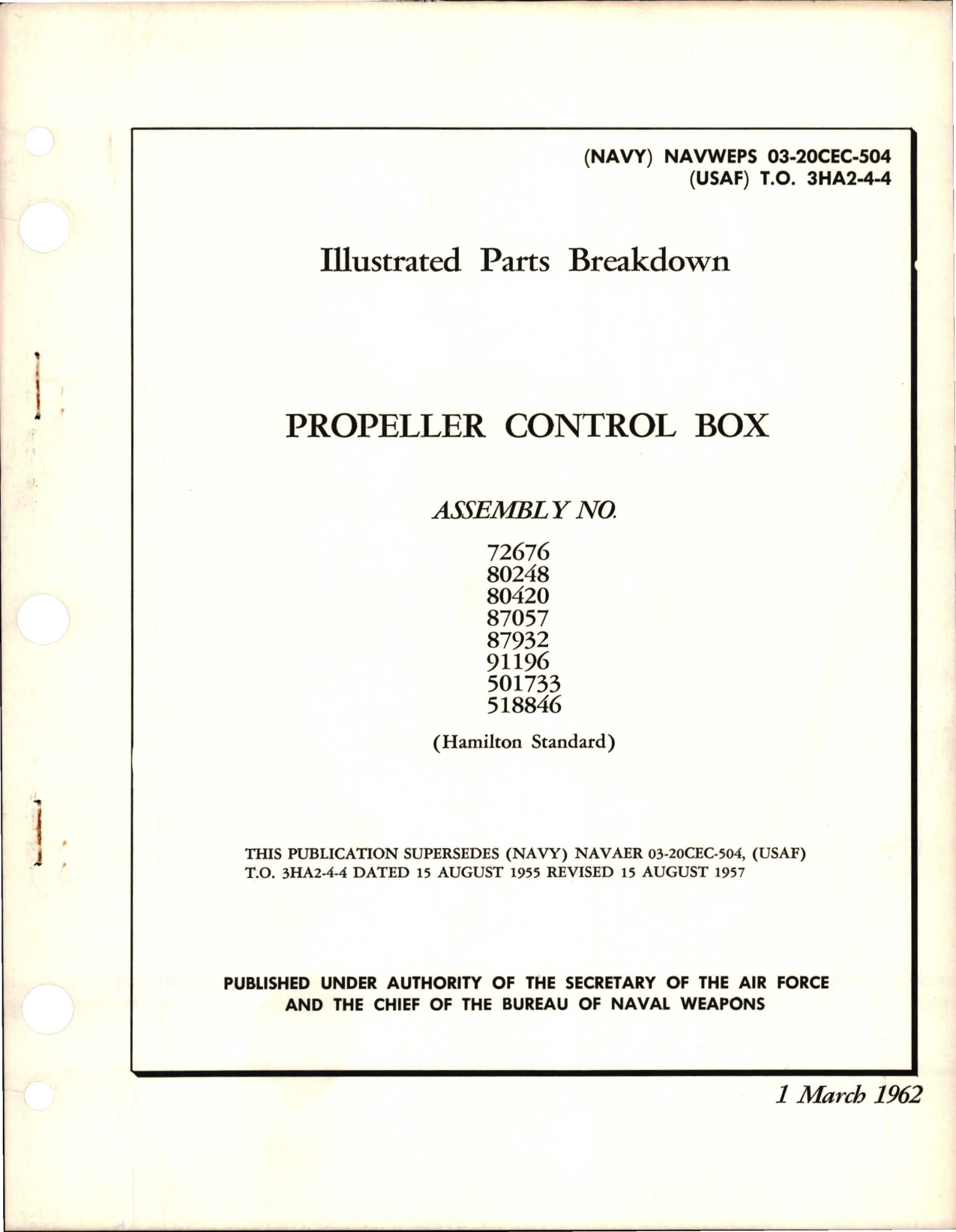 Sample page 1 from AirCorps Library document: Illustrated Parts Breakdown for Propeller Control Box 