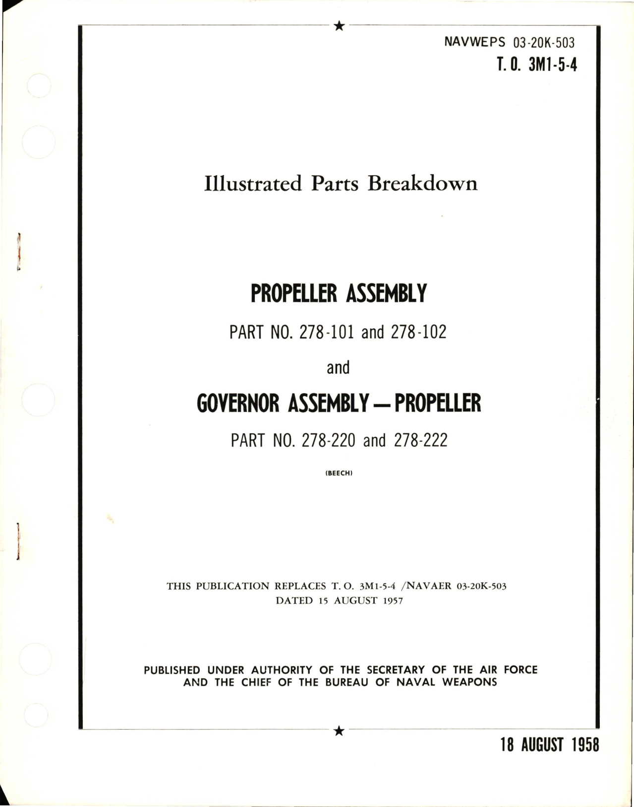 Sample page 1 from AirCorps Library document: Illustrated Parts Breakdown for Propeller Assembly and Propeller Governor Assembly