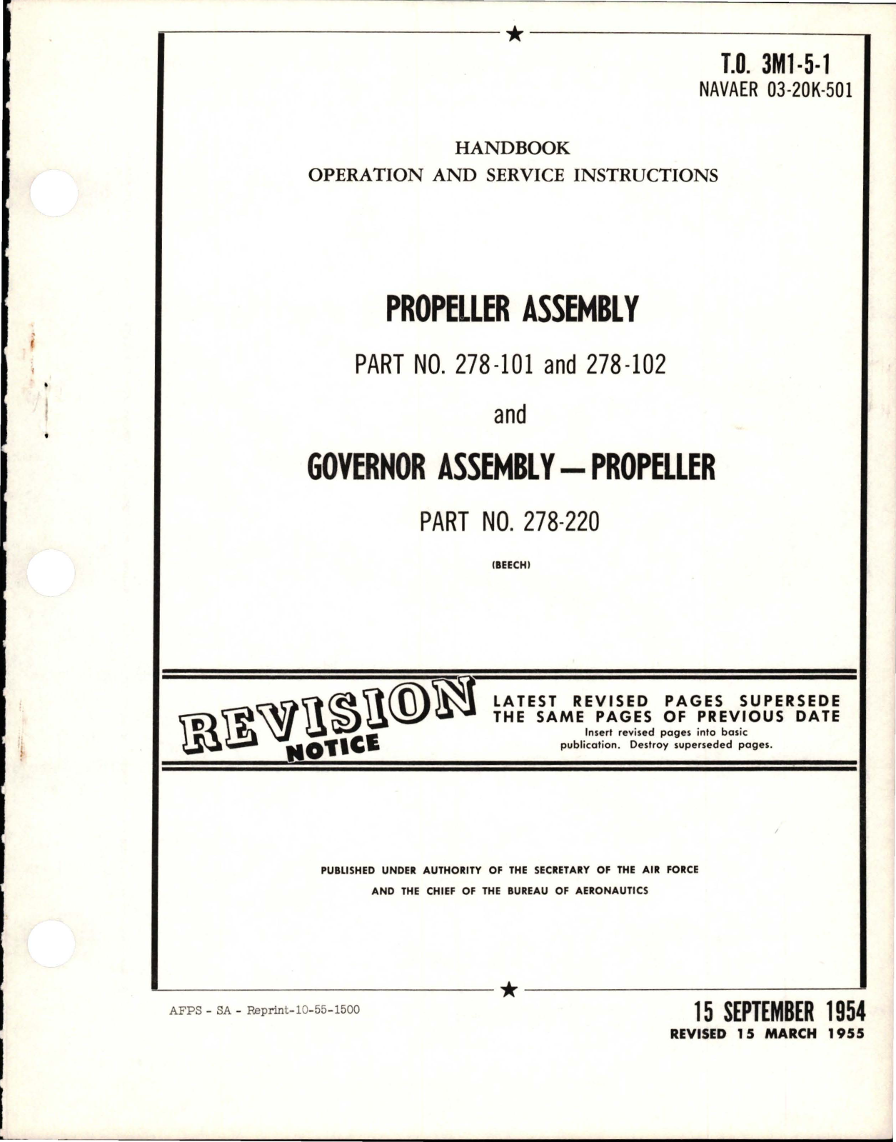 Sample page 1 from AirCorps Library document: Revision to Operation and Service Instructions for Propeller Assembly and Propeller Governor Assembly