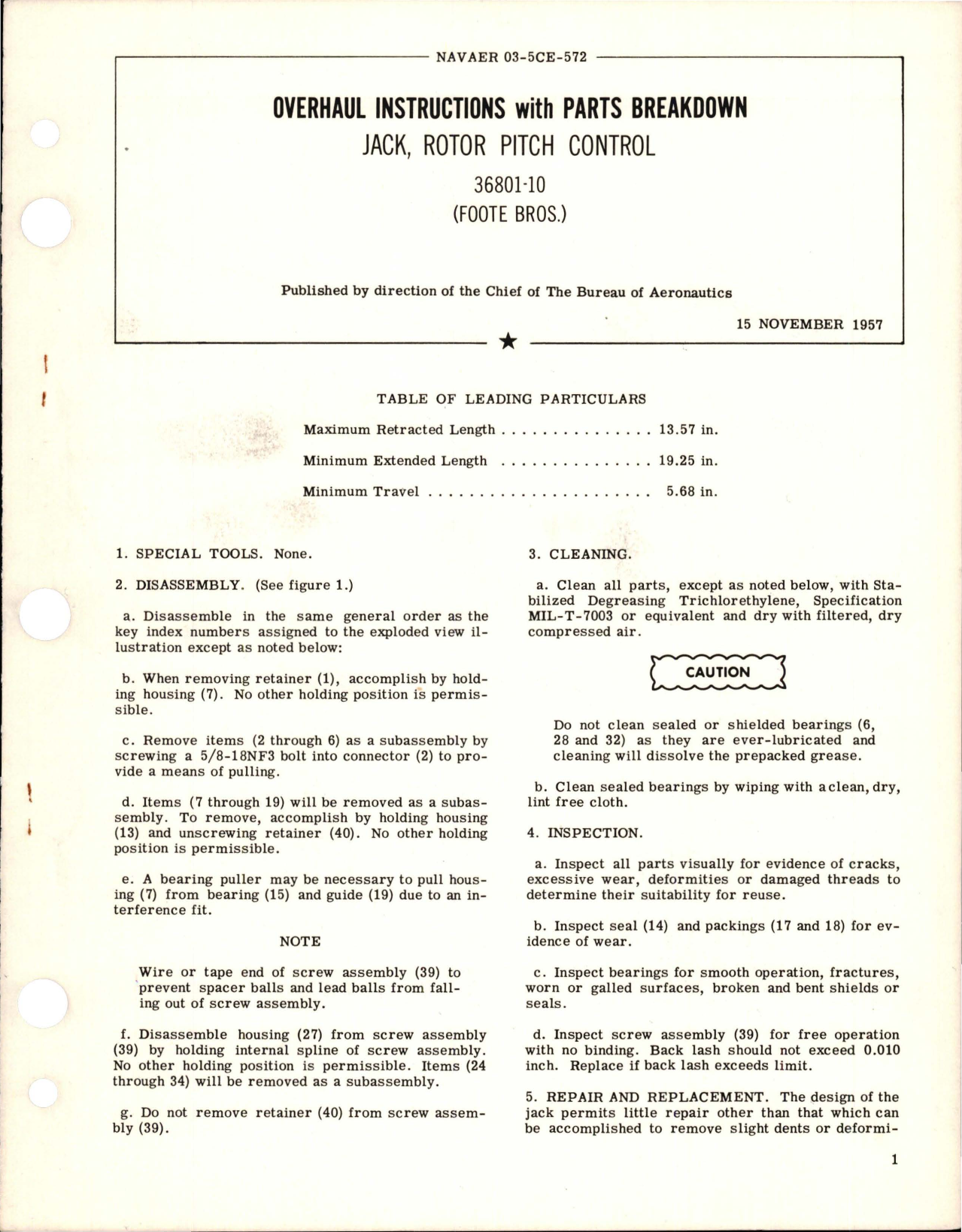 Sample page 1 from AirCorps Library document: Overhaul Instructions with Parts Breakdown for Rotor Pitch Control Jack - 36801-10